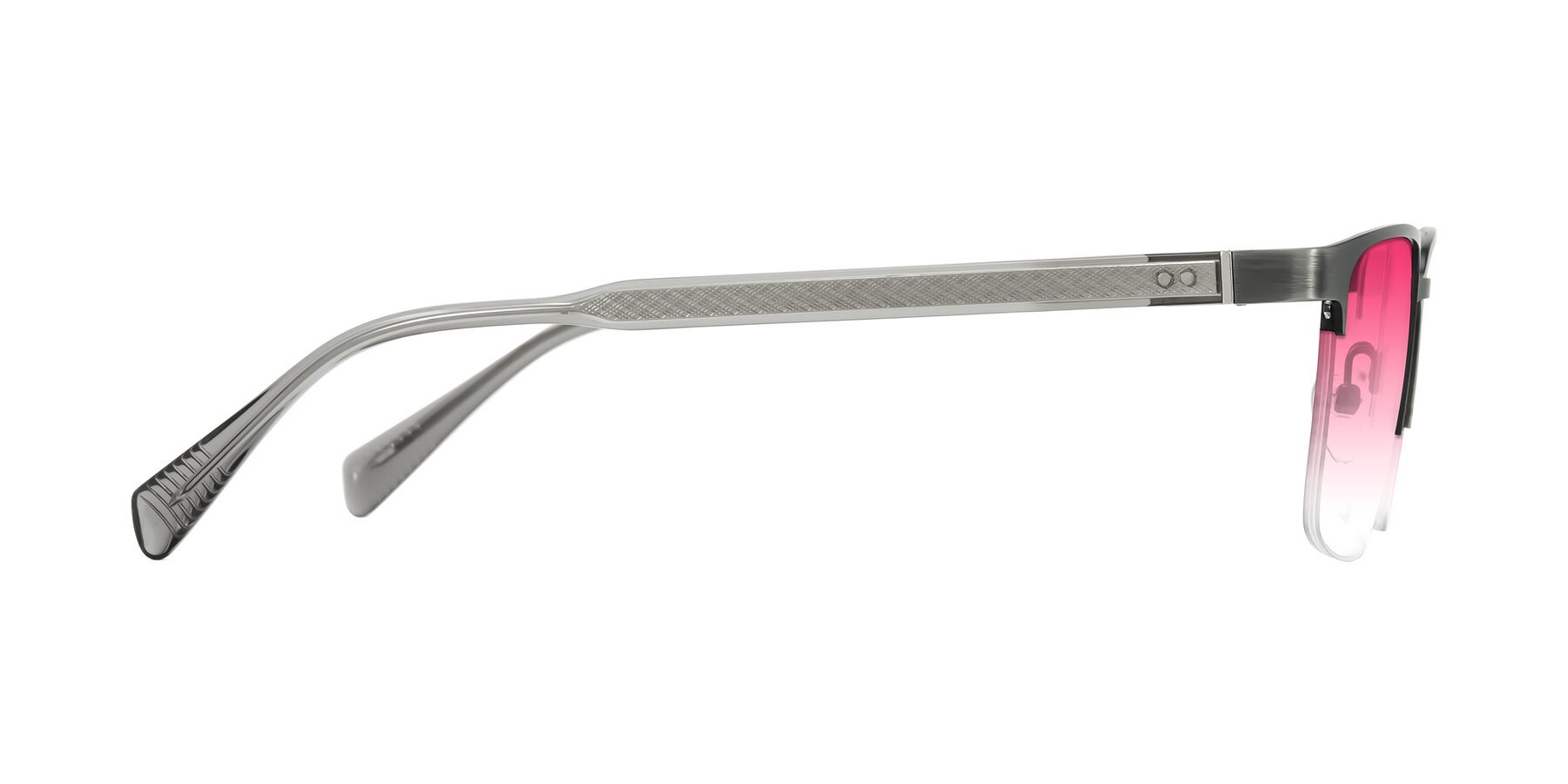 Side of Tunt in Brushed Silver with Pink Gradient Lenses