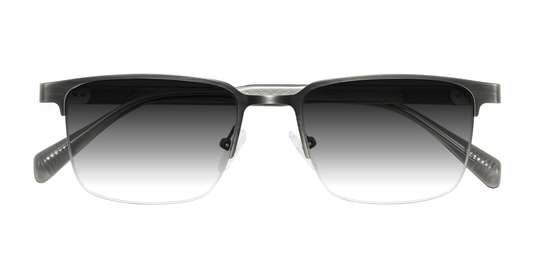Folded Front of Tunt in Brushed Silver with Gray Gradient Lenses