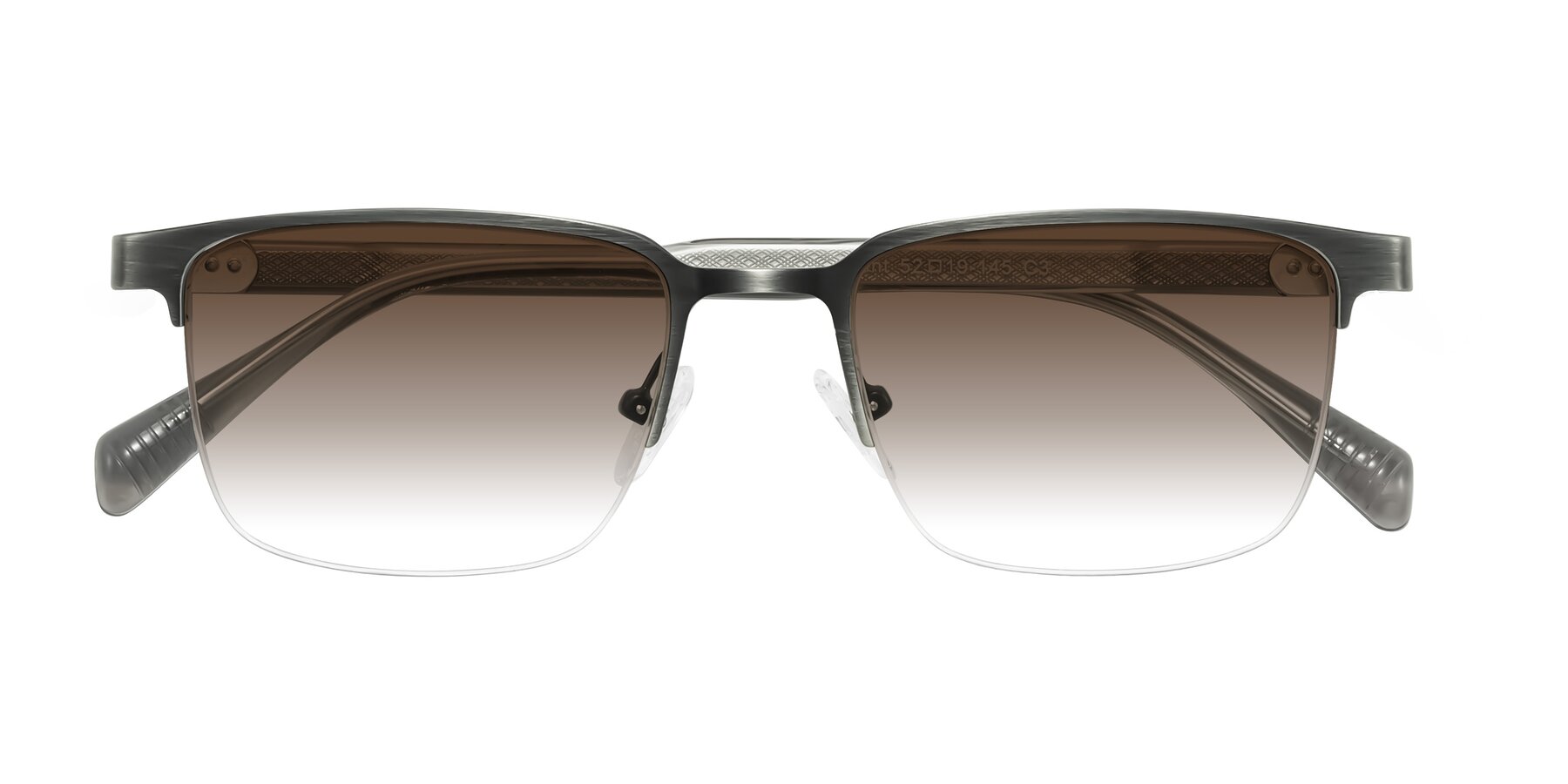 Folded Front of Tunt in Brushed Silver with Brown Gradient Lenses