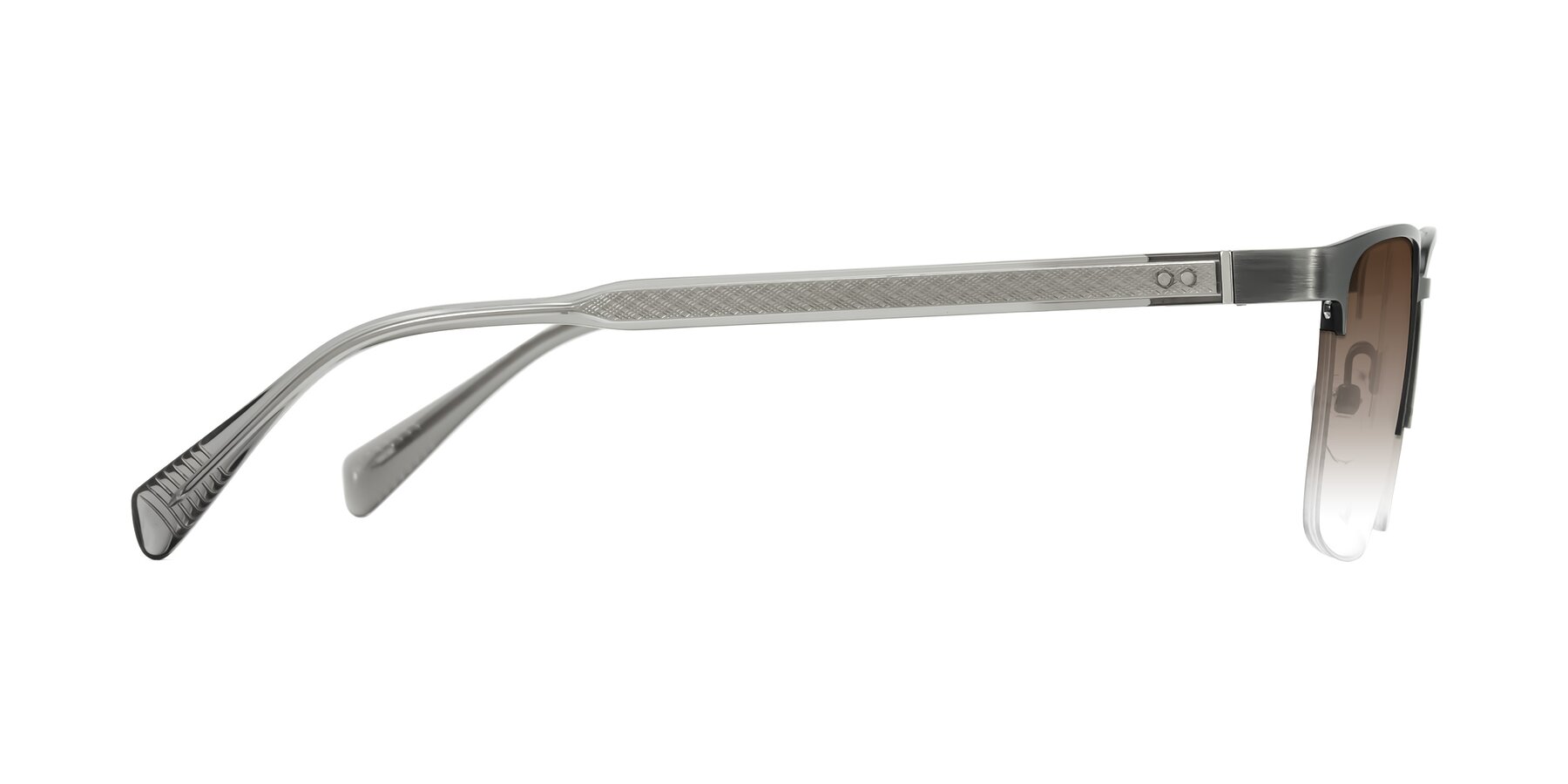 Side of Tunt in Brushed Silver with Brown Gradient Lenses
