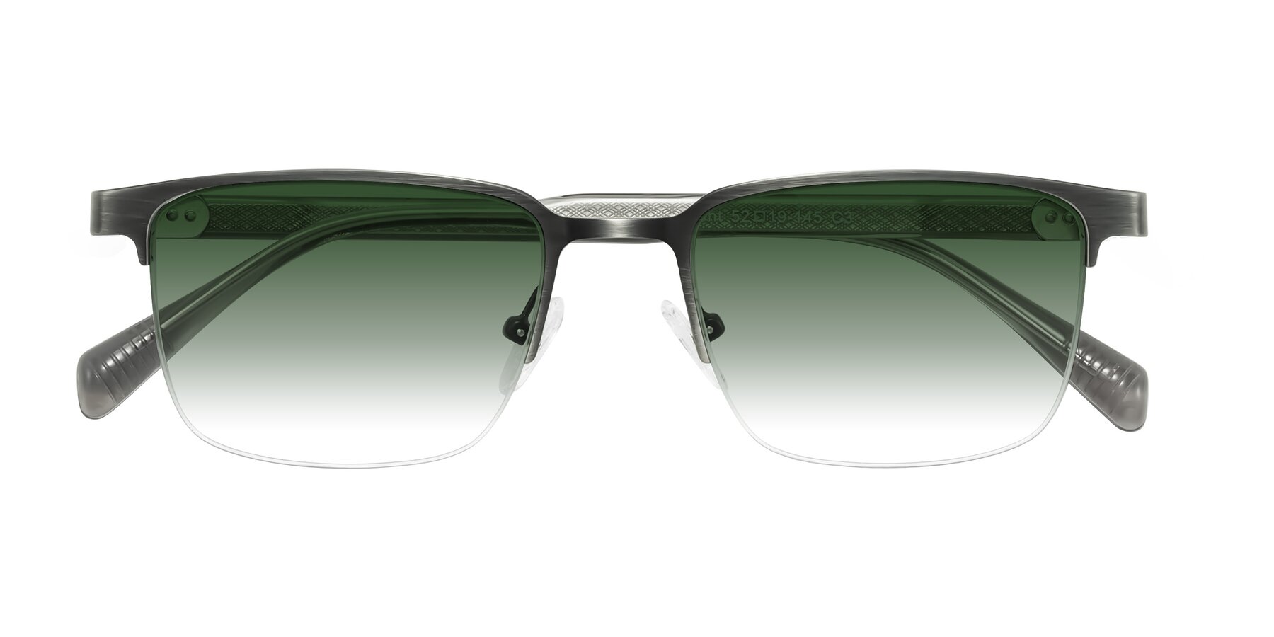 Folded Front of Tunt in Brushed Silver with Green Gradient Lenses