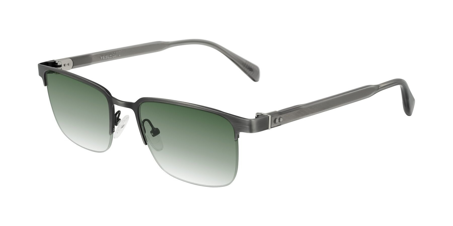 Angle of Tunt in Brushed Silver with Green Gradient Lenses