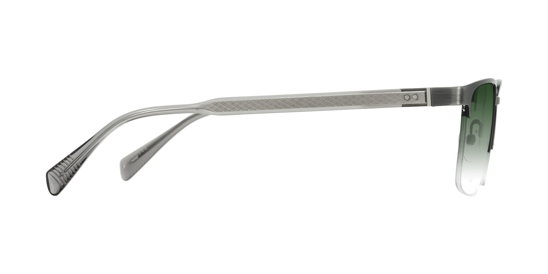 Side of Tunt in Brushed Silver with Green Gradient Lenses