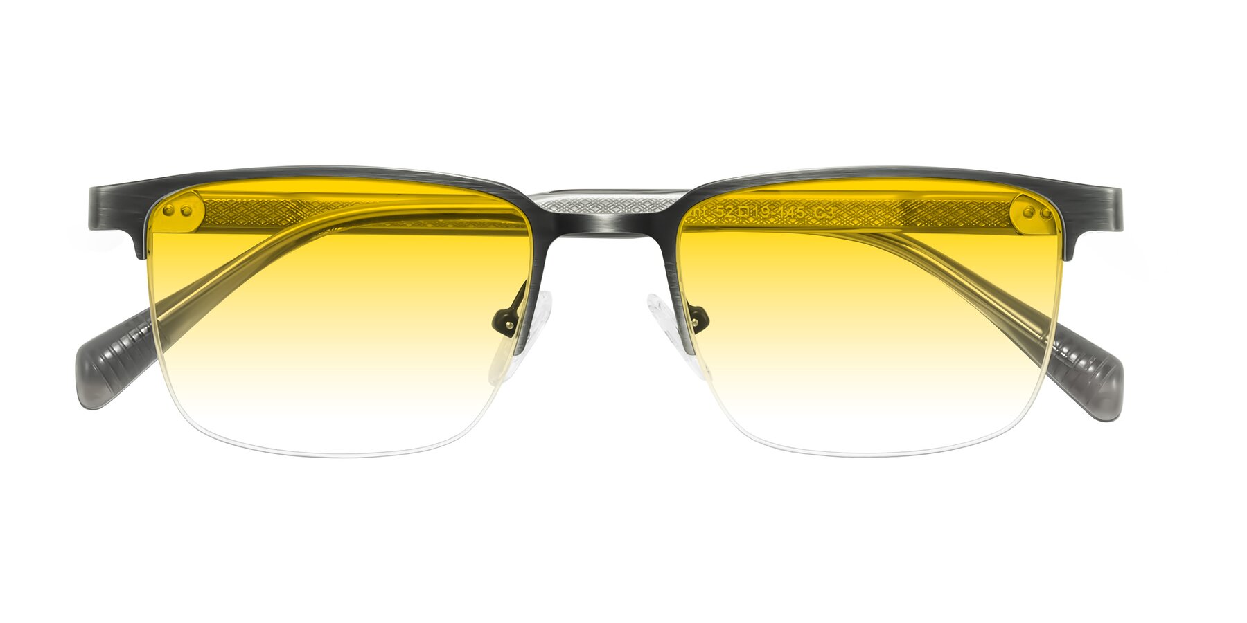 Folded Front of Tunt in Brushed Silver with Yellow Gradient Lenses