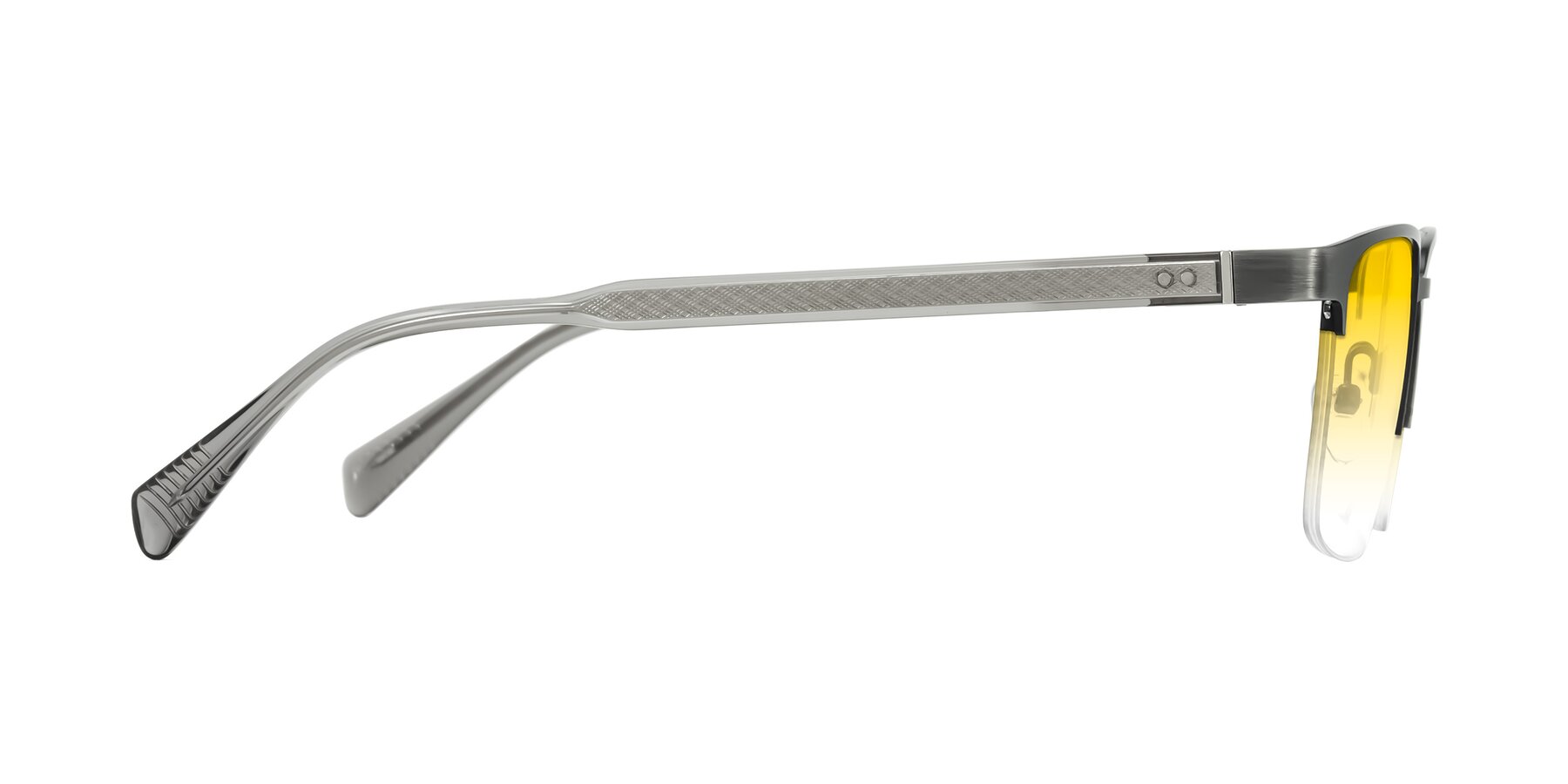 Side of Tunt in Brushed Silver with Yellow Gradient Lenses