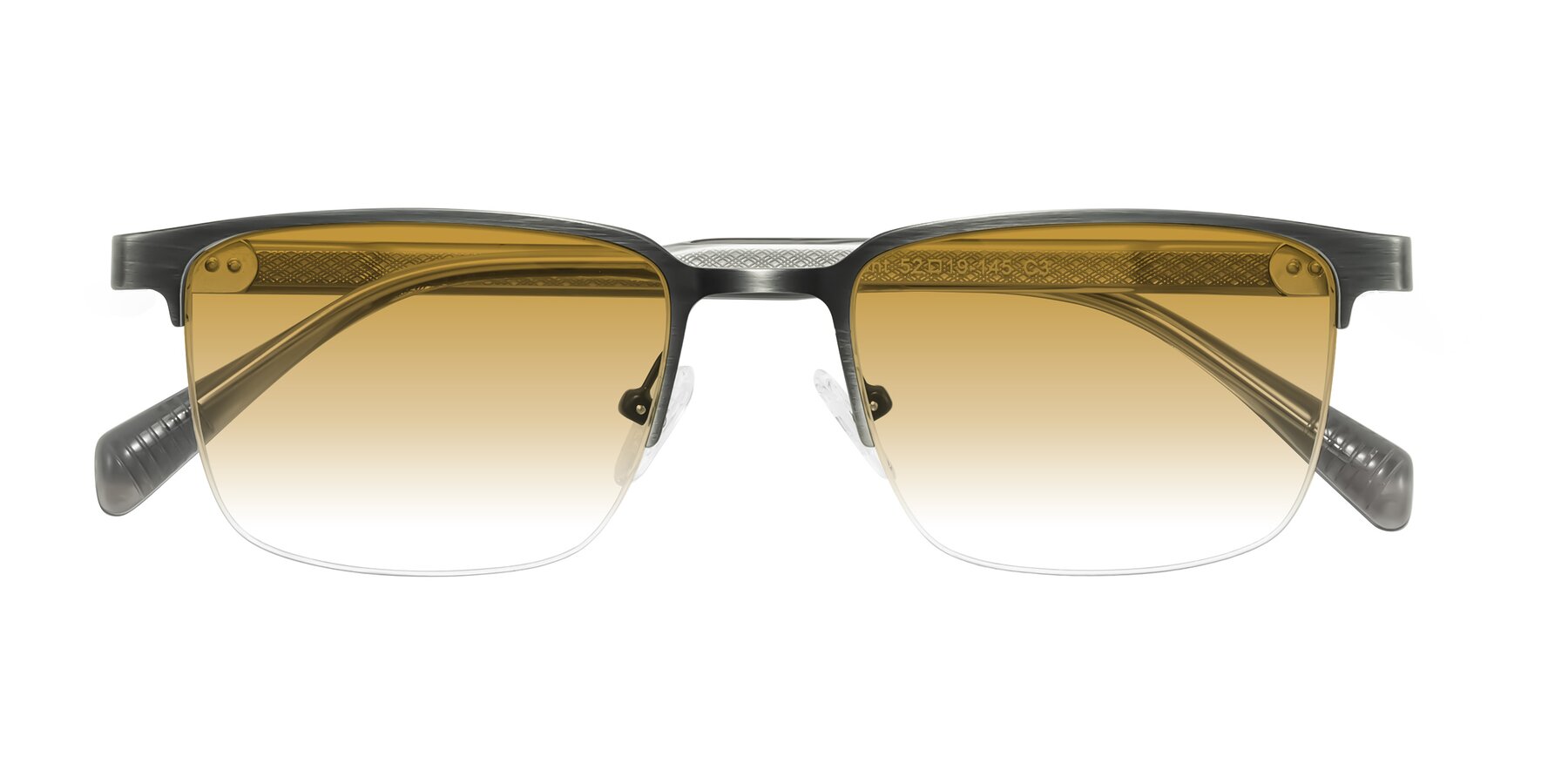 Folded Front of Tunt in Brushed Silver with Champagne Gradient Lenses
