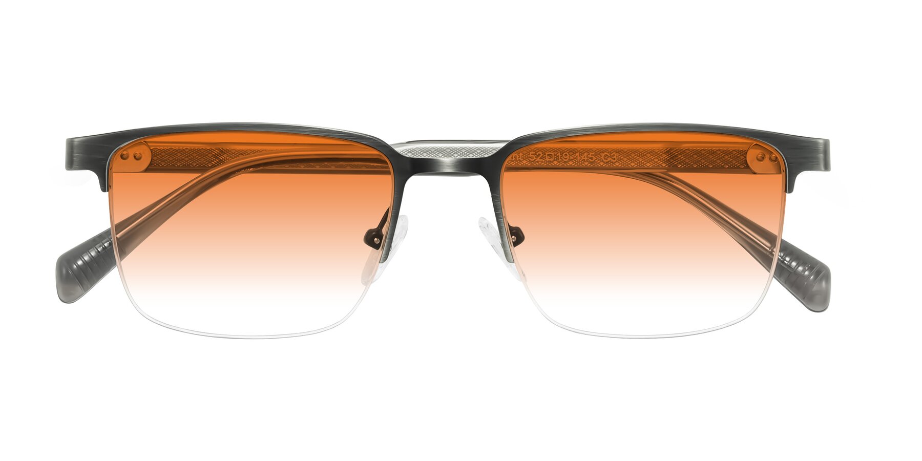 Folded Front of Tunt in Brushed Silver with Orange Gradient Lenses