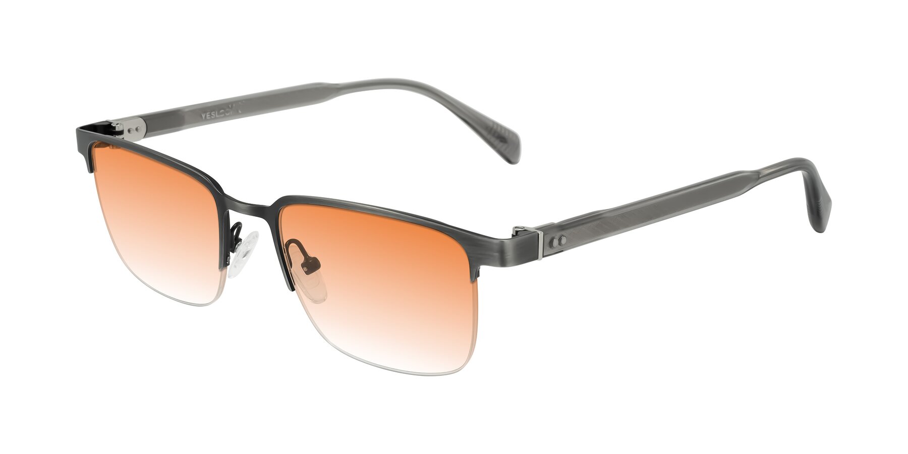Angle of Tunt in Brushed Silver with Orange Gradient Lenses