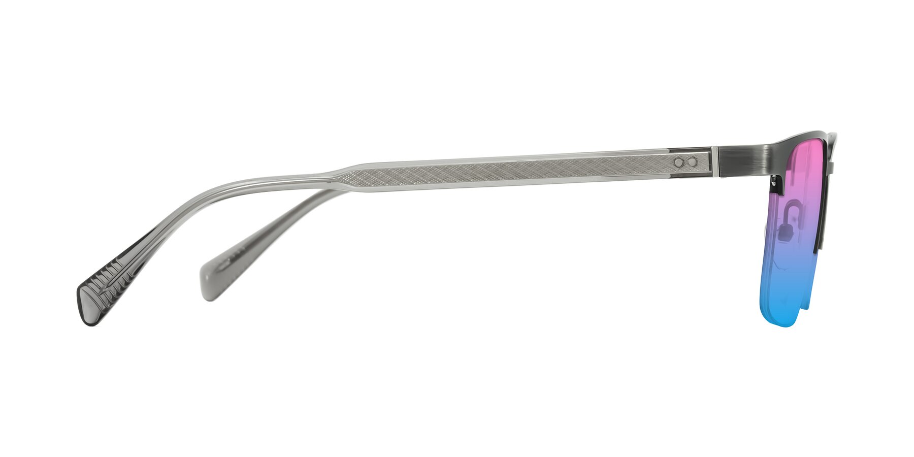 Side of Tunt in Brushed Silver with Pink / Blue Gradient Lenses