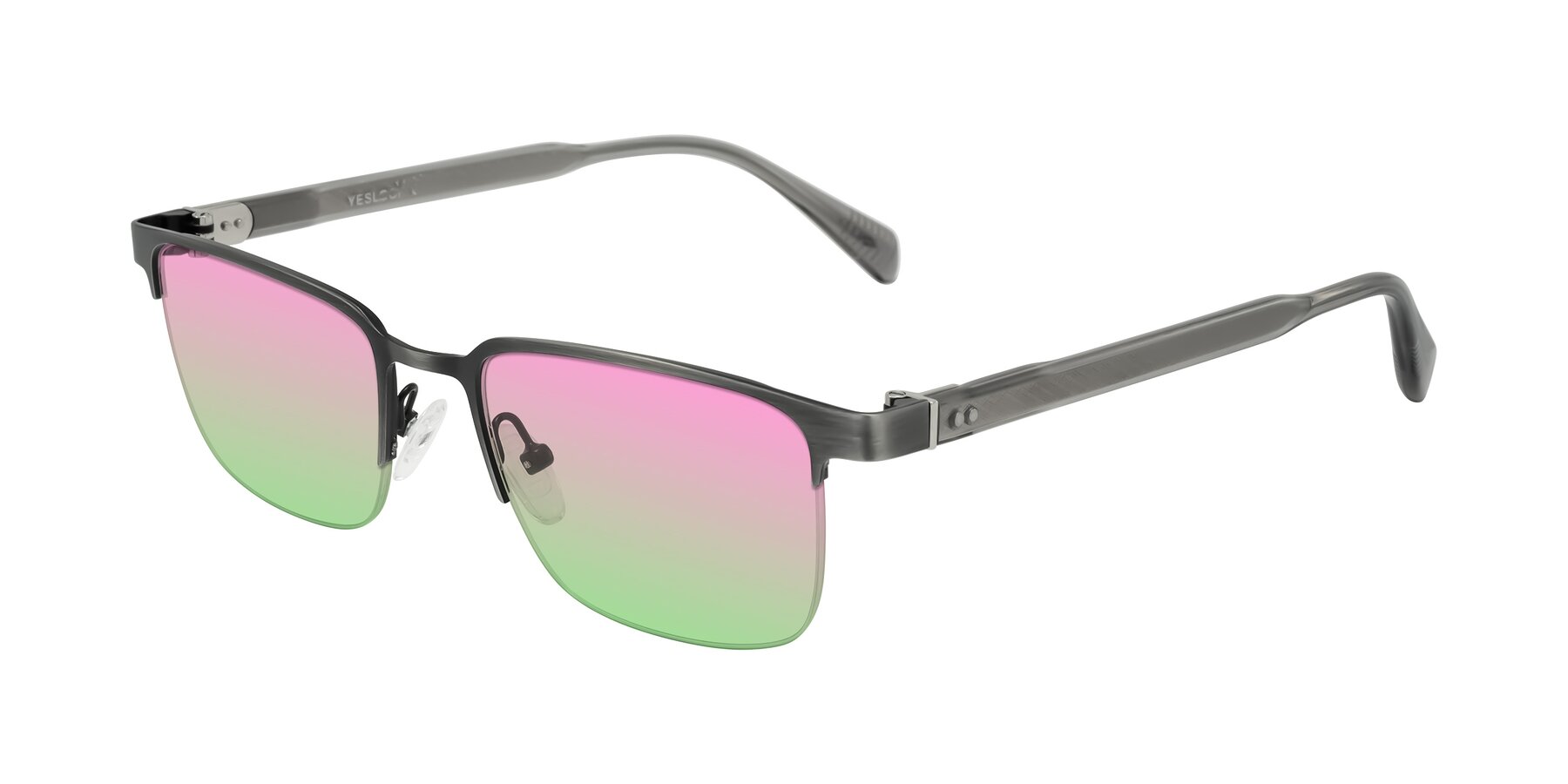 Angle of Tunt in Brushed Silver with Pink / Green Gradient Lenses