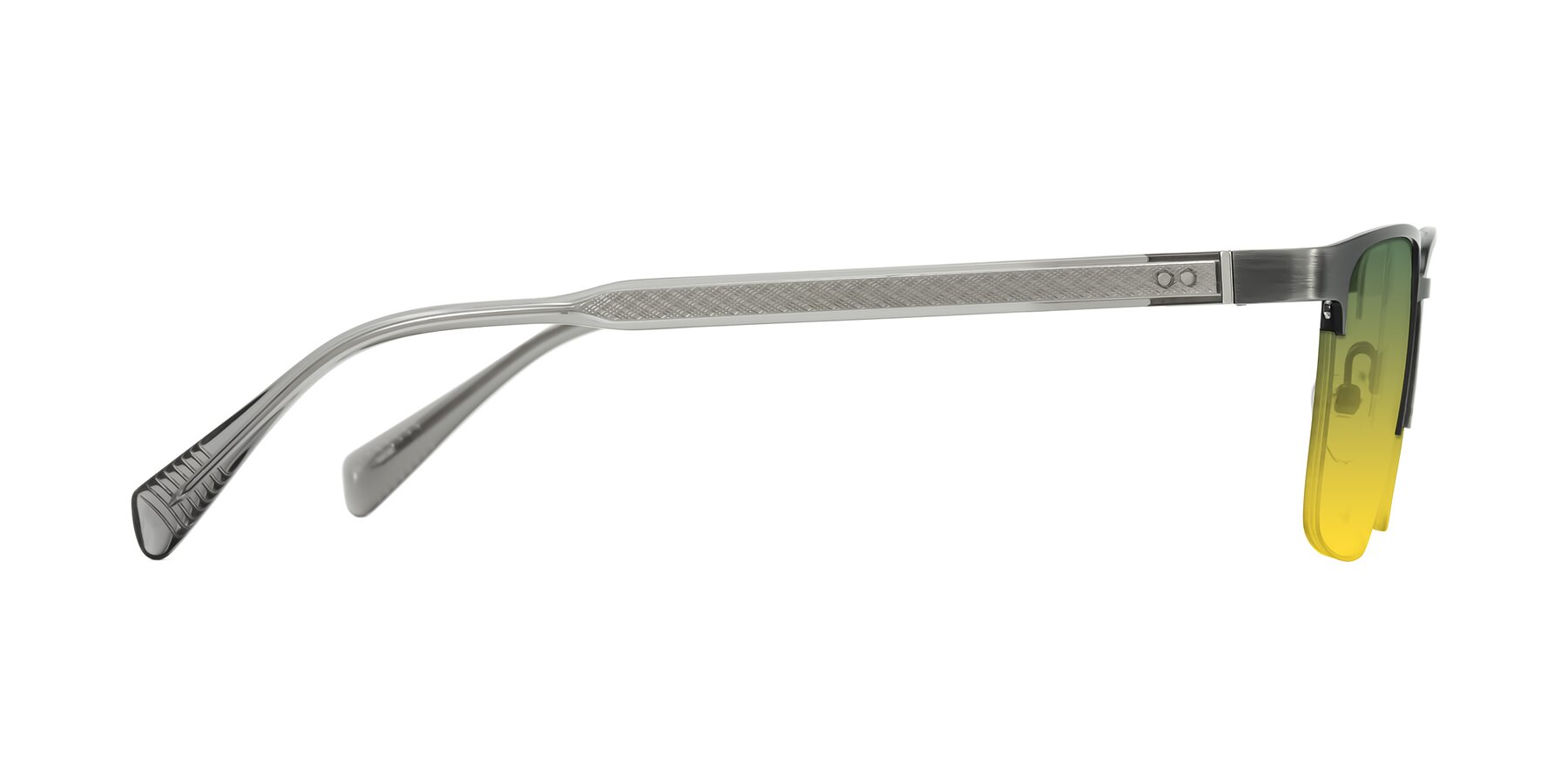 Side of Tunt in Brushed Silver with Green / Yellow Gradient Lenses