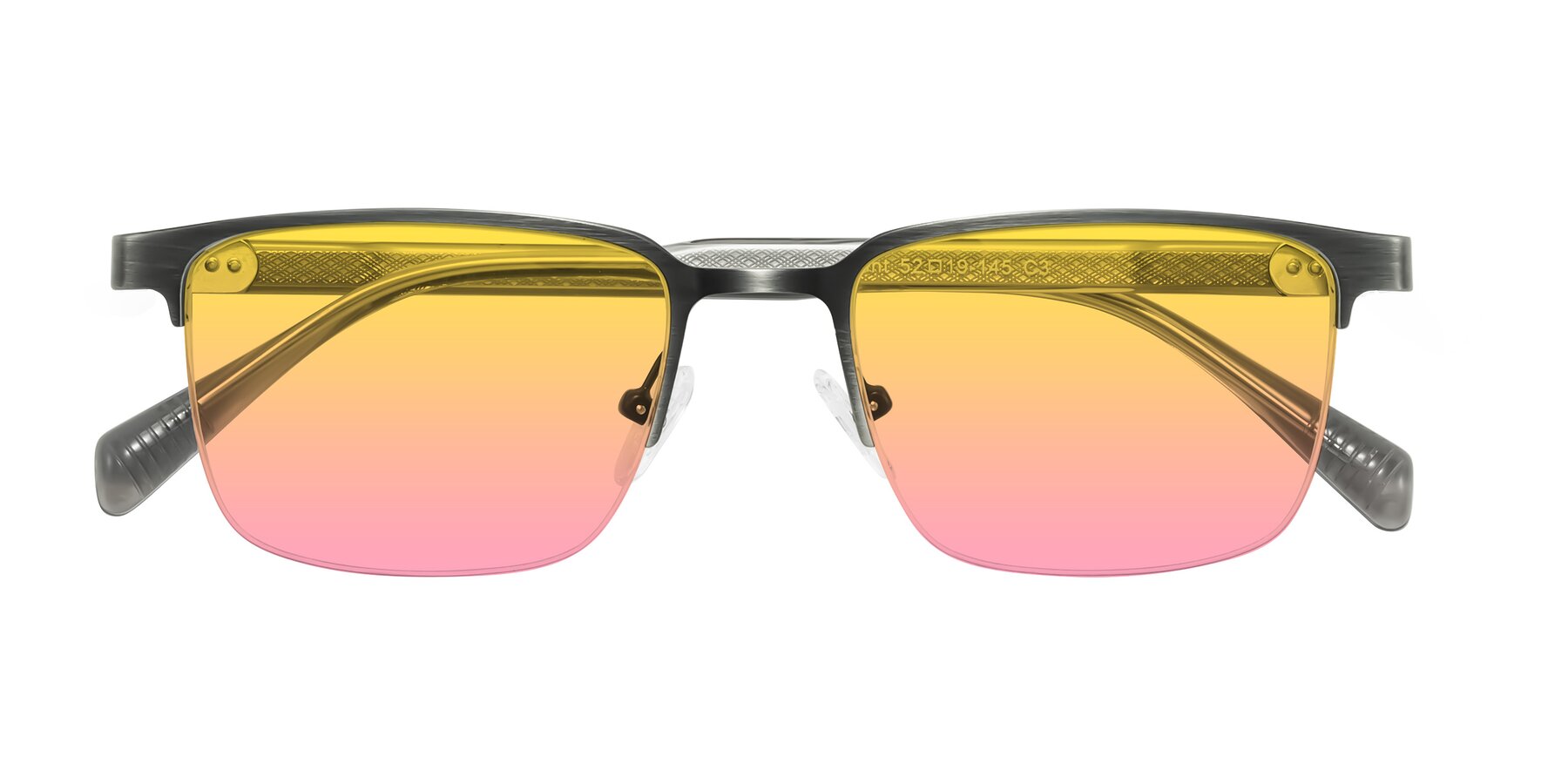 Folded Front of Tunt in Brushed Silver with Yellow / Pink Gradient Lenses