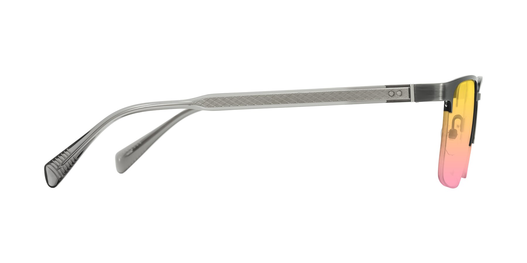 Side of Tunt in Brushed Silver with Yellow / Pink Gradient Lenses