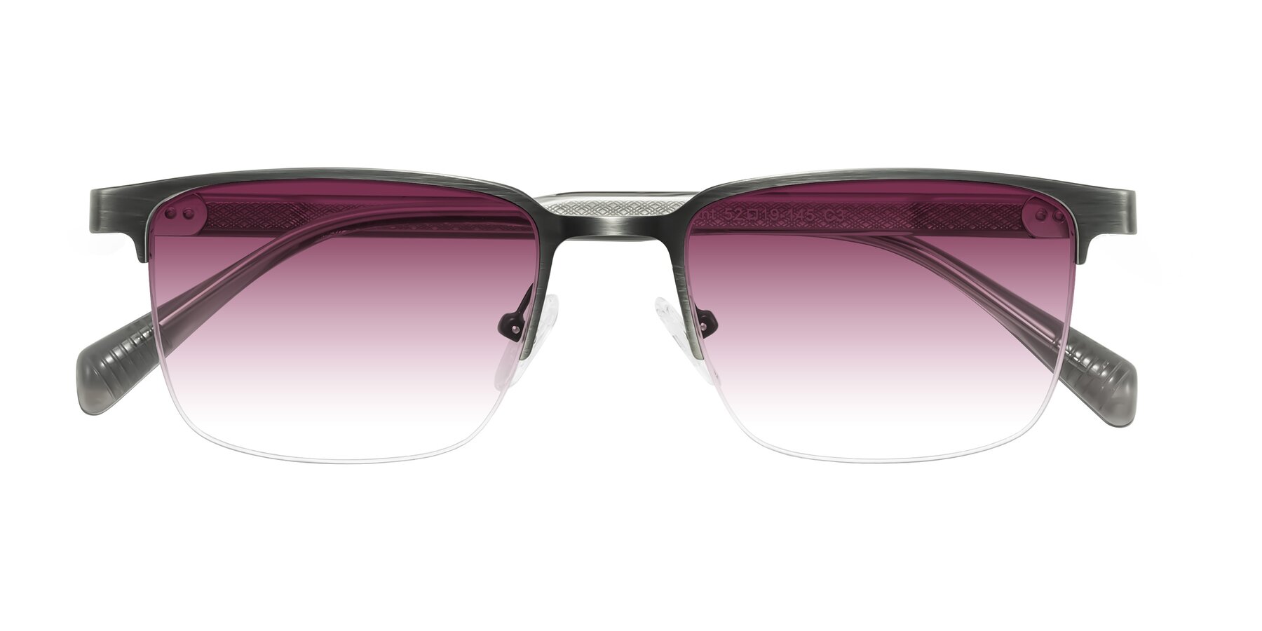 Folded Front of Tunt in Brushed Silver with Wine Gradient Lenses