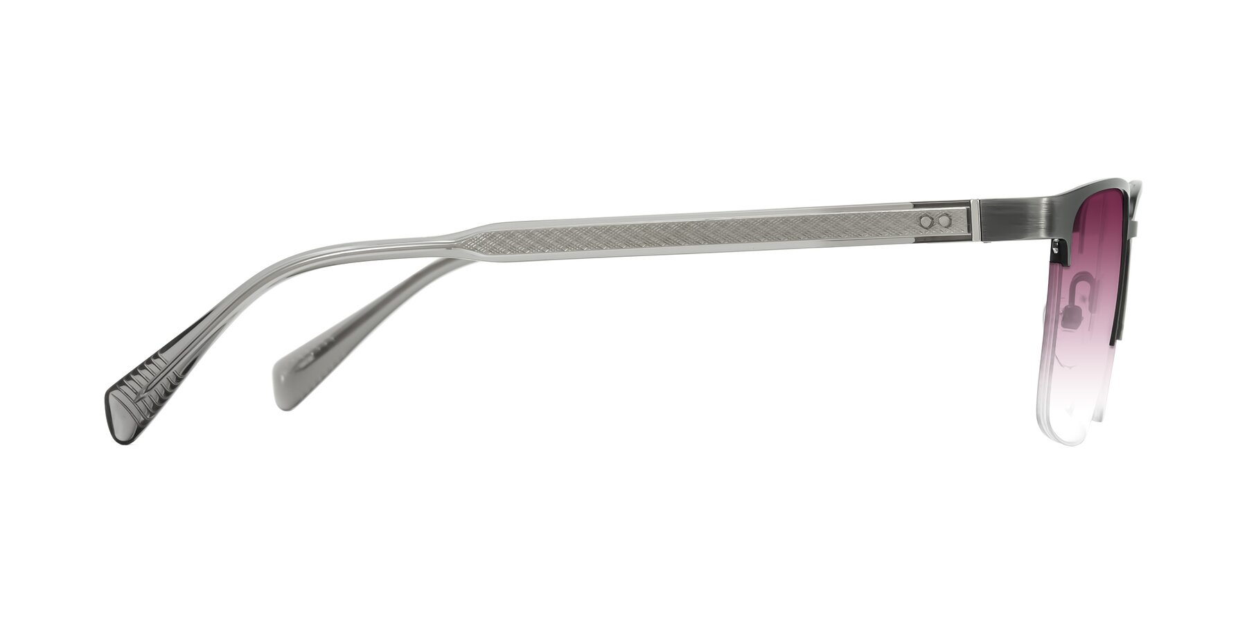 Side of Tunt in Brushed Silver with Wine Gradient Lenses