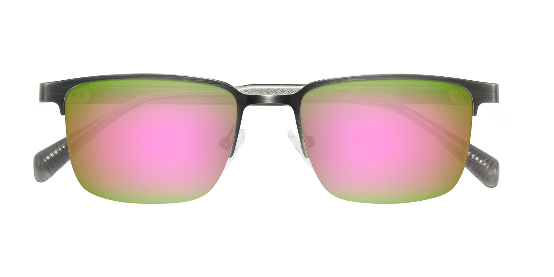 Folded Front of Tunt in Brushed Silver with Pink Mirrored Lenses