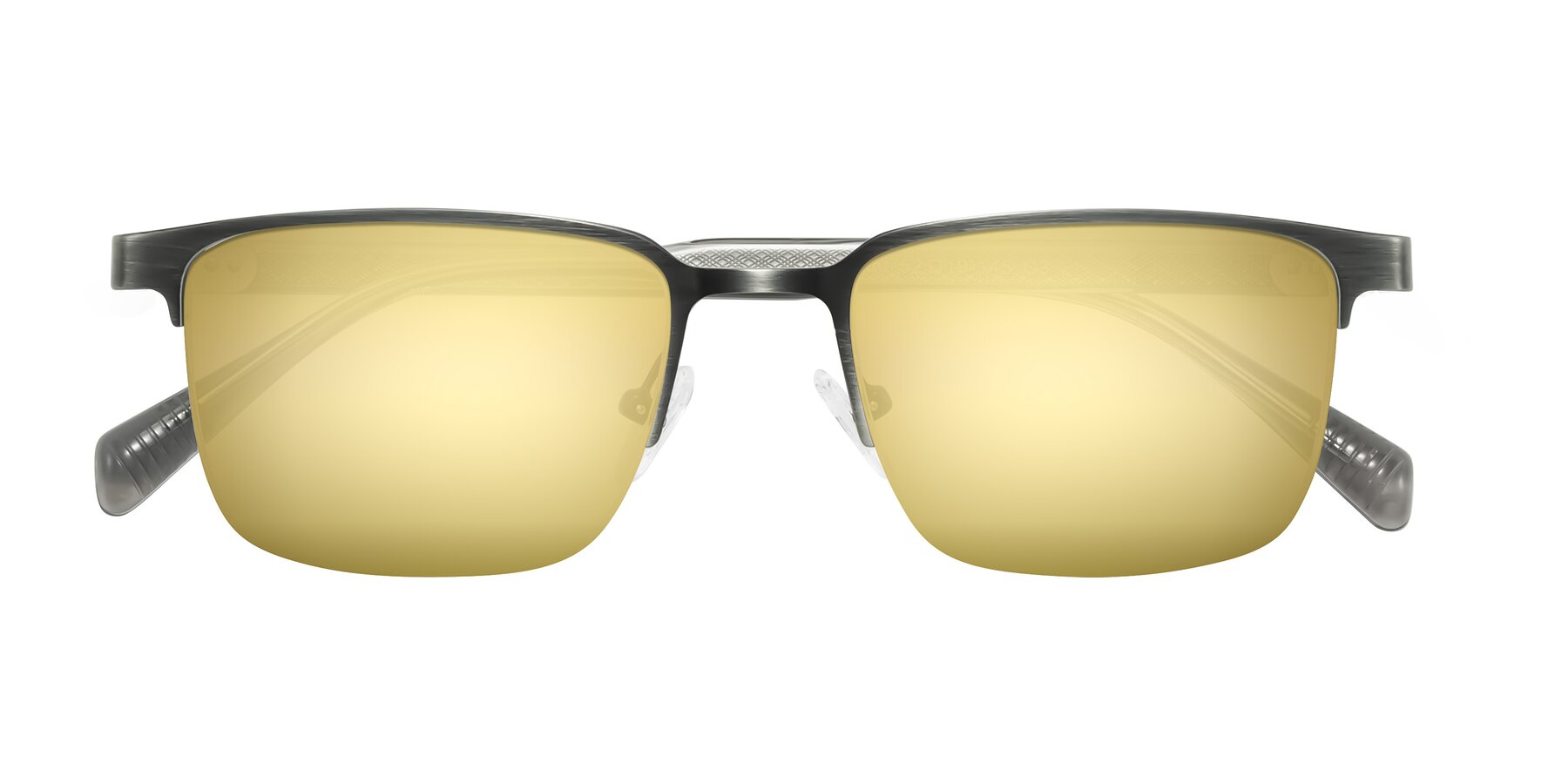 Folded Front of Tunt in Brushed Silver with Gold Mirrored Lenses