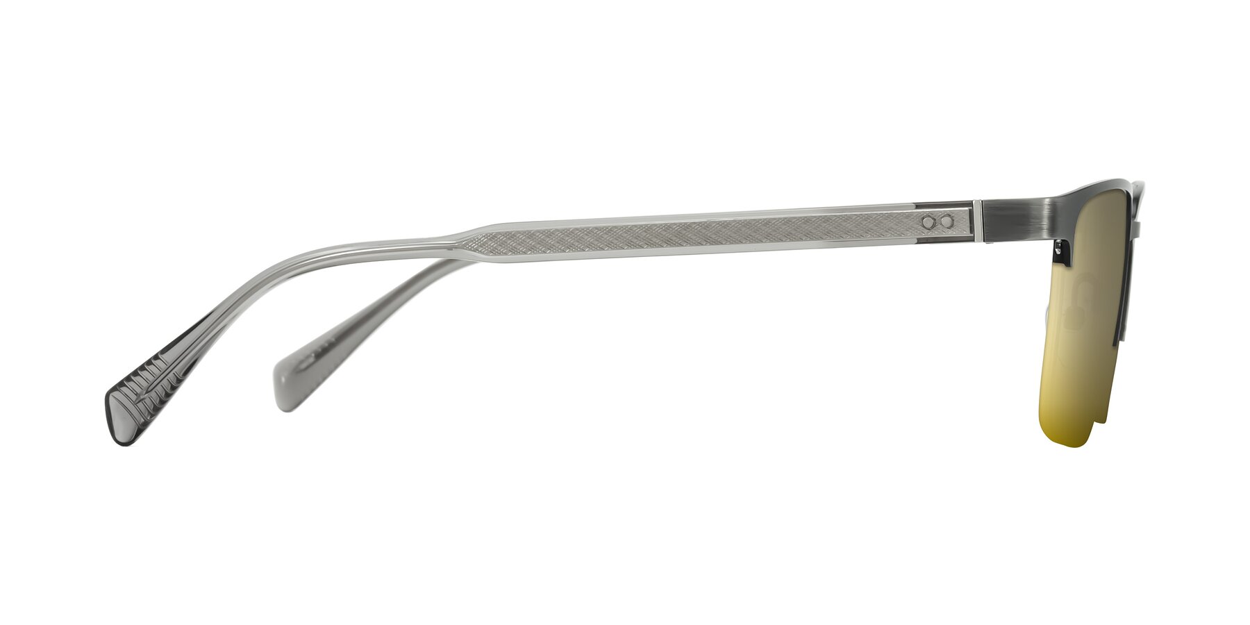 Side of Tunt in Brushed Silver with Gold Mirrored Lenses