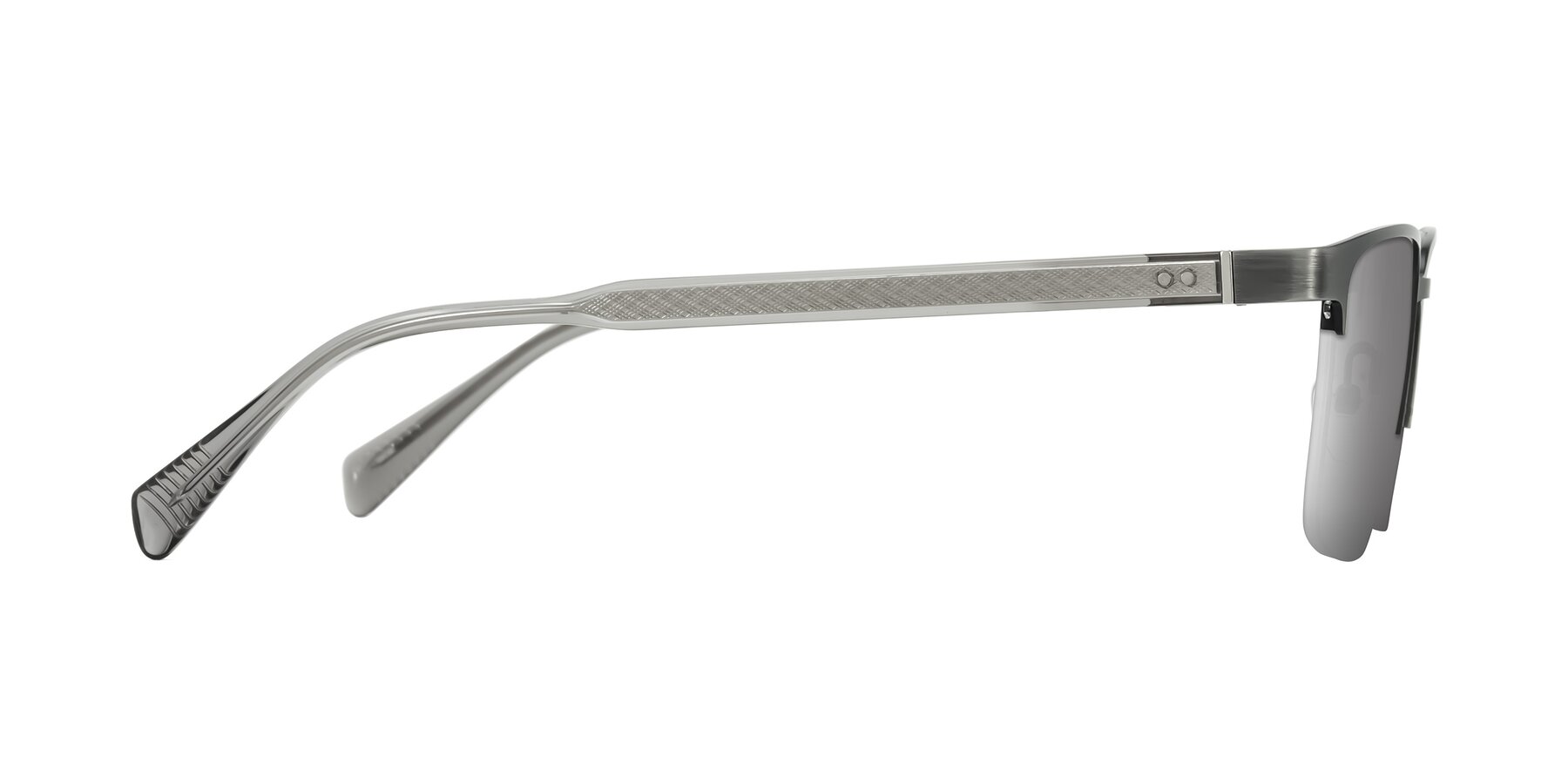 Side of Tunt in Brushed Silver with Silver Mirrored Lenses