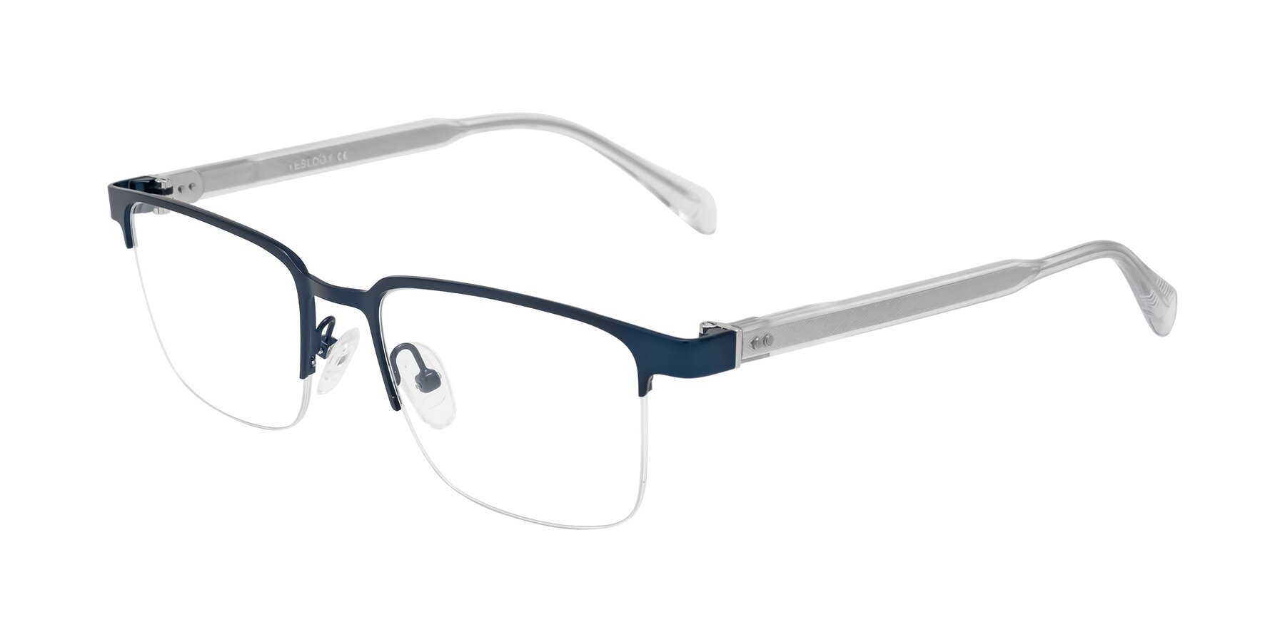 Angle of Tunt in Matte Blue with Clear Eyeglass Lenses