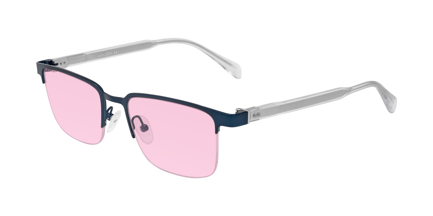 Angle of Tunt in Matte Blue with Light Pink Tinted Lenses