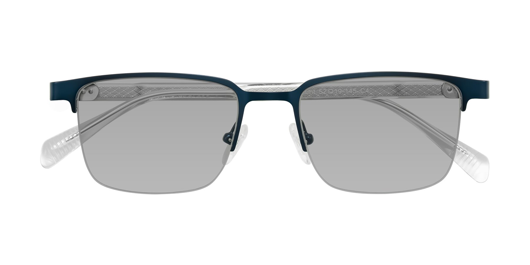 Folded Front of Tunt in Matte Blue with Light Gray Tinted Lenses