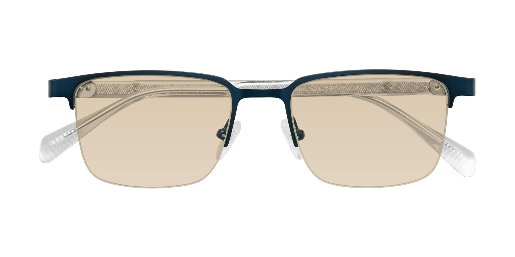 Folded Front of Tunt in Matte Blue with Light Brown Tinted Lenses