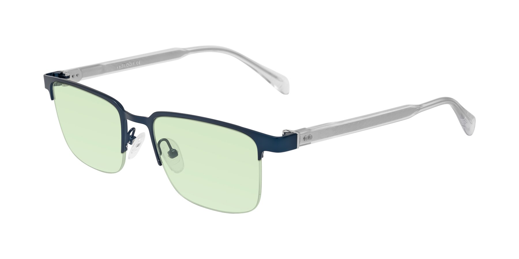 Angle of Tunt in Matte Blue with Light Green Tinted Lenses