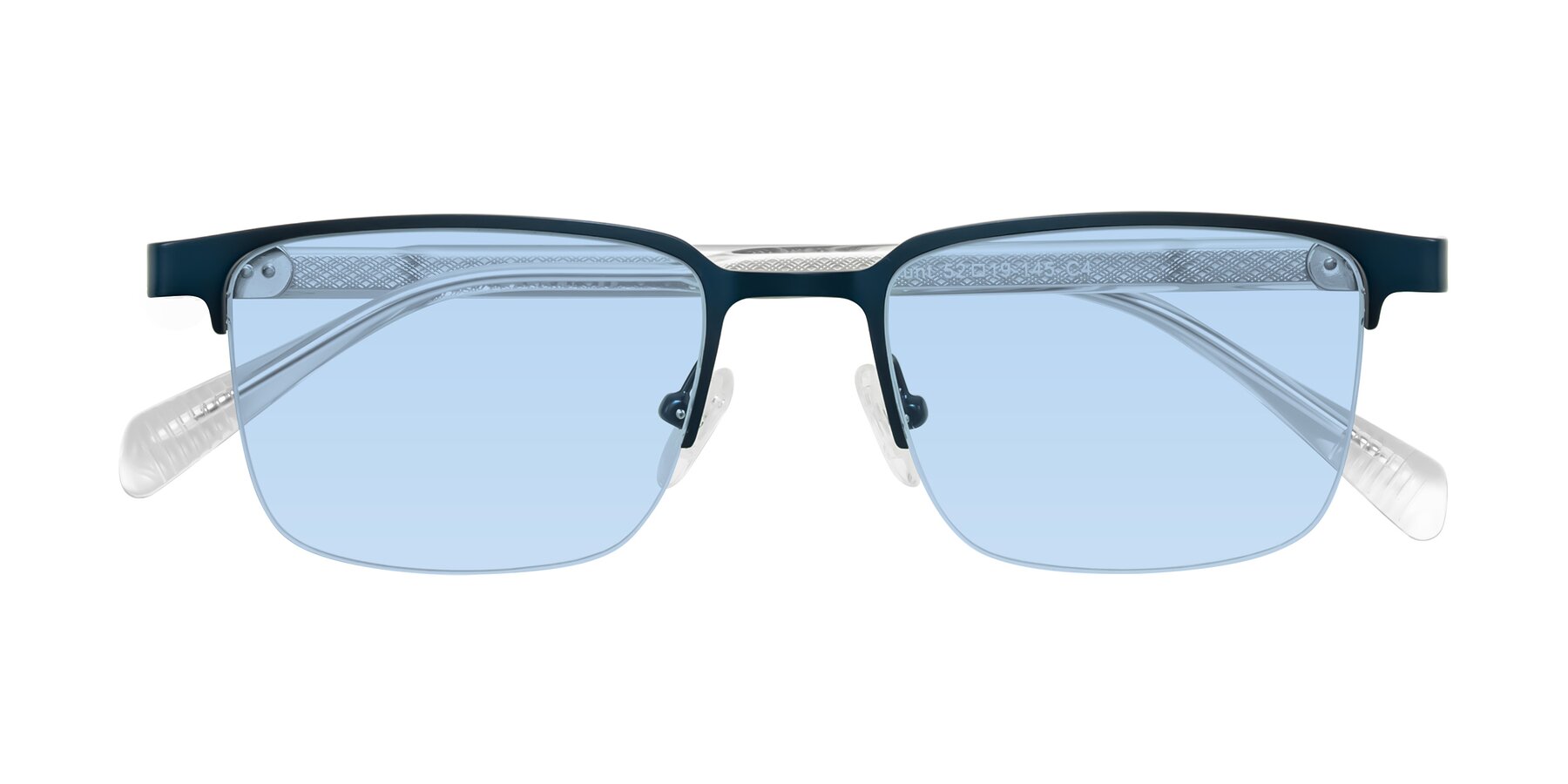 Folded Front of Tunt in Matte Blue with Light Blue Tinted Lenses