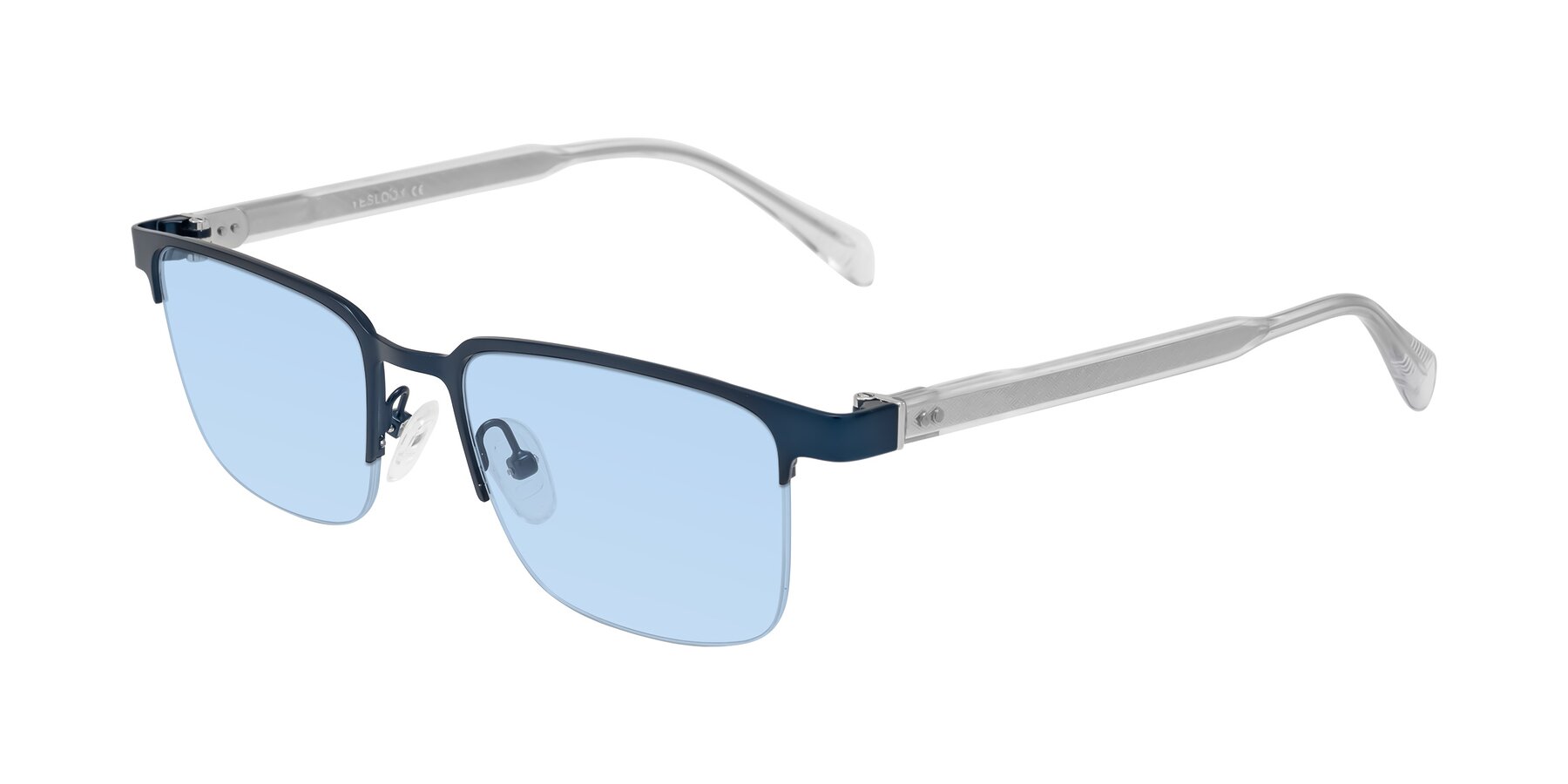 Angle of Tunt in Matte Blue with Light Blue Tinted Lenses