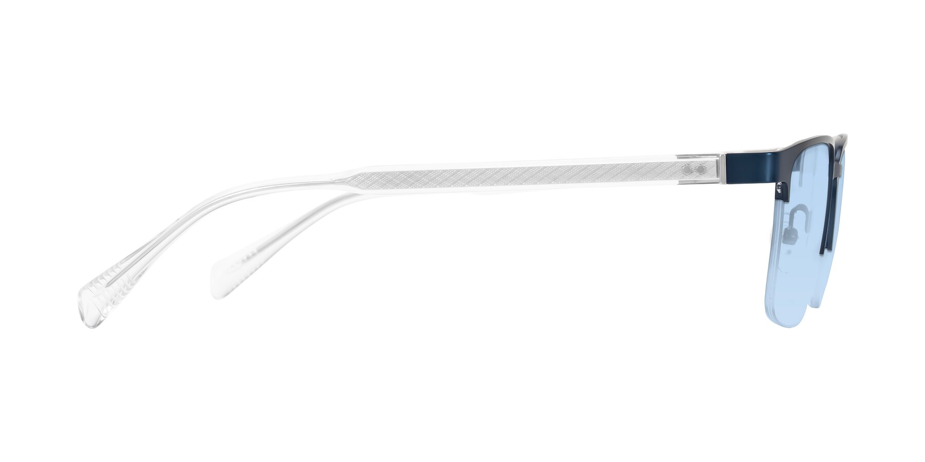 Side of Tunt in Matte Blue with Light Blue Tinted Lenses