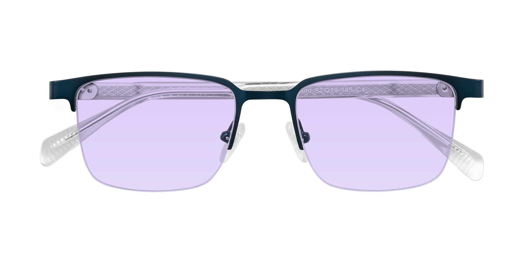 Folded Front of Tunt in Matte Blue with Light Purple Tinted Lenses
