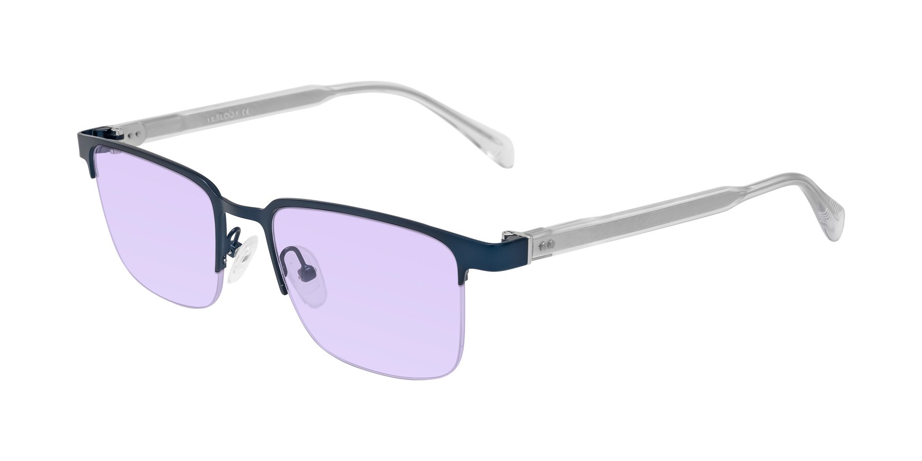 Angle of Tunt in Matte Blue with Light Purple Tinted Lenses