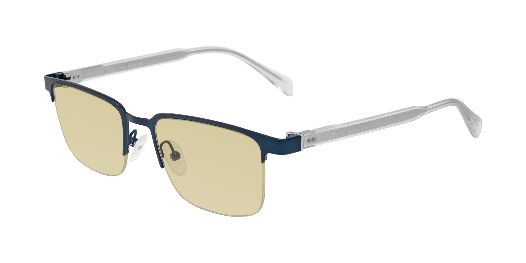 Angle of Tunt in Matte Blue with Light Champagne Tinted Lenses