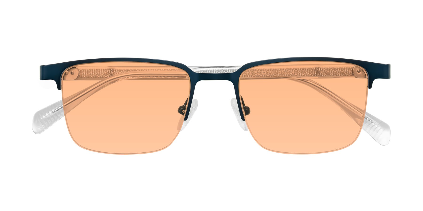 Folded Front of Tunt in Matte Blue with Light Orange Tinted Lenses