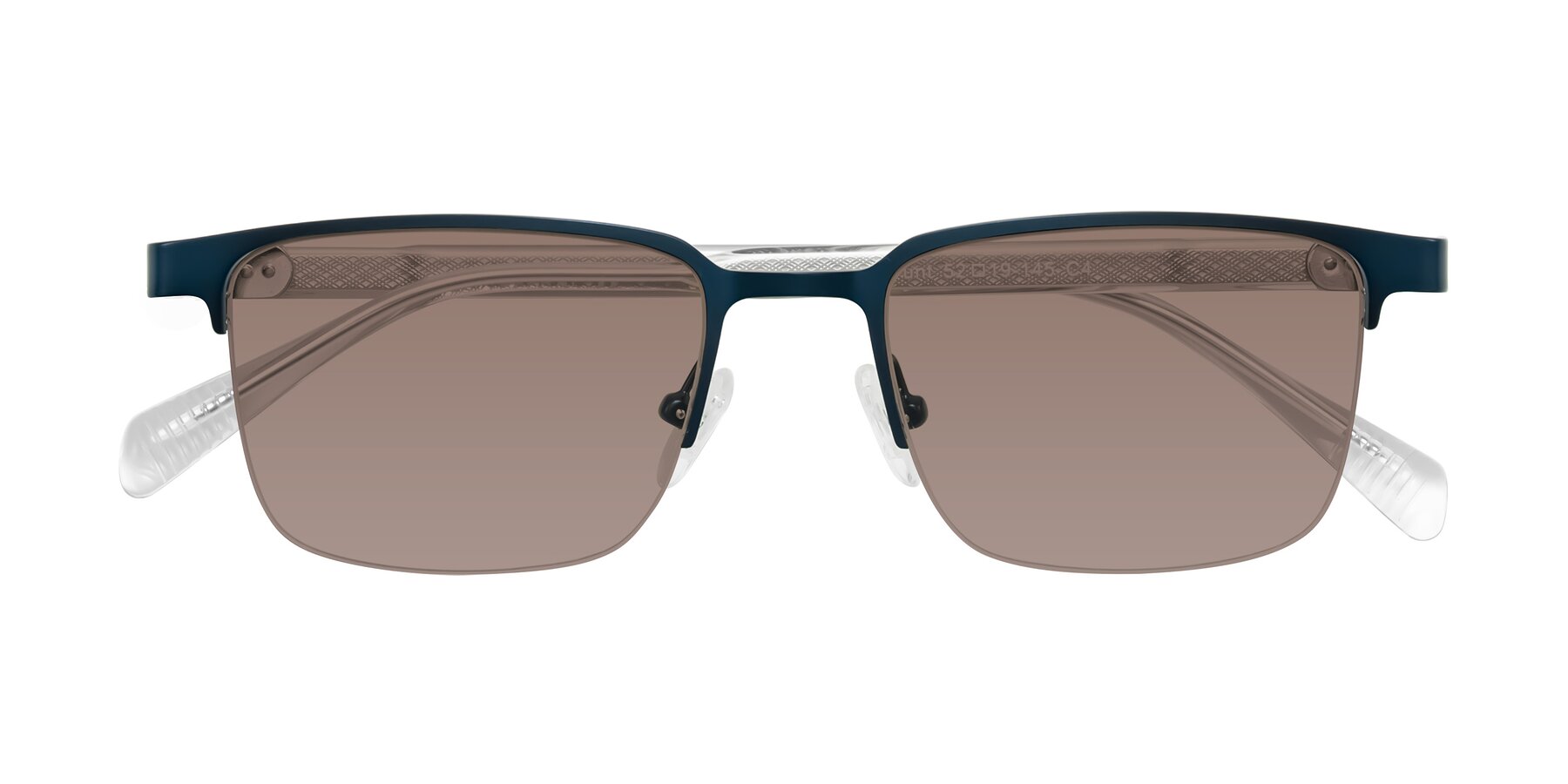 Folded Front of Tunt in Matte Blue with Medium Brown Tinted Lenses