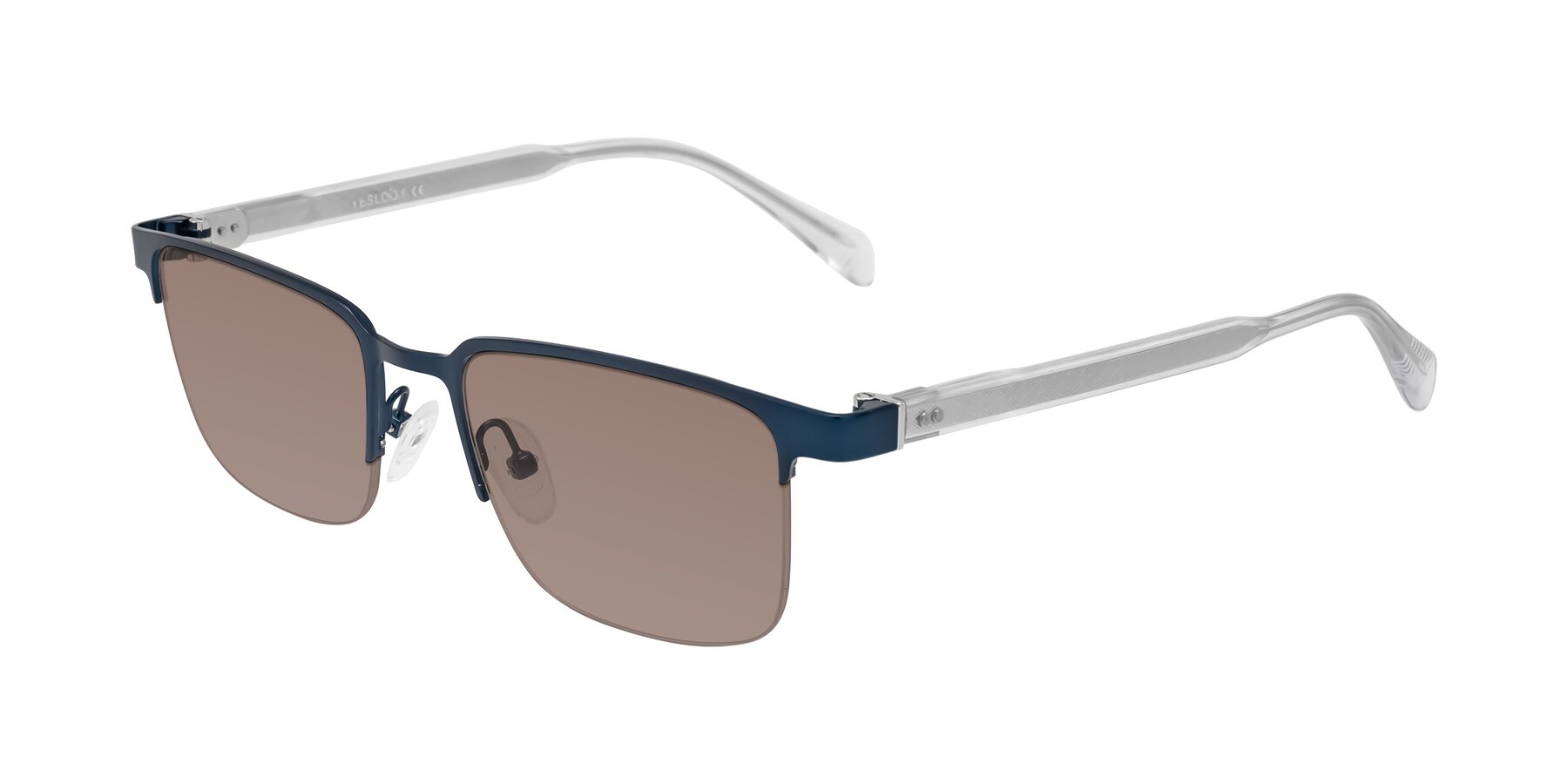 Angle of Tunt in Matte Blue with Medium Brown Tinted Lenses