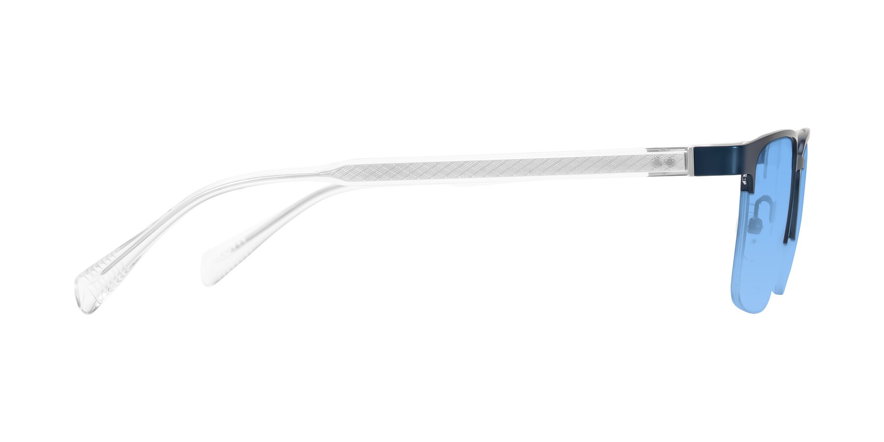 Side of Tunt in Matte Blue with Medium Blue Tinted Lenses