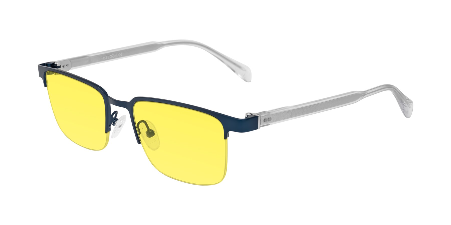 Angle of Tunt in Matte Blue with Medium Yellow Tinted Lenses