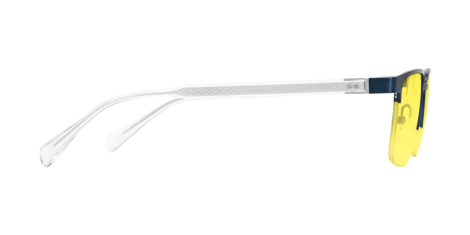 Side of Tunt in Matte Blue with Medium Yellow Tinted Lenses