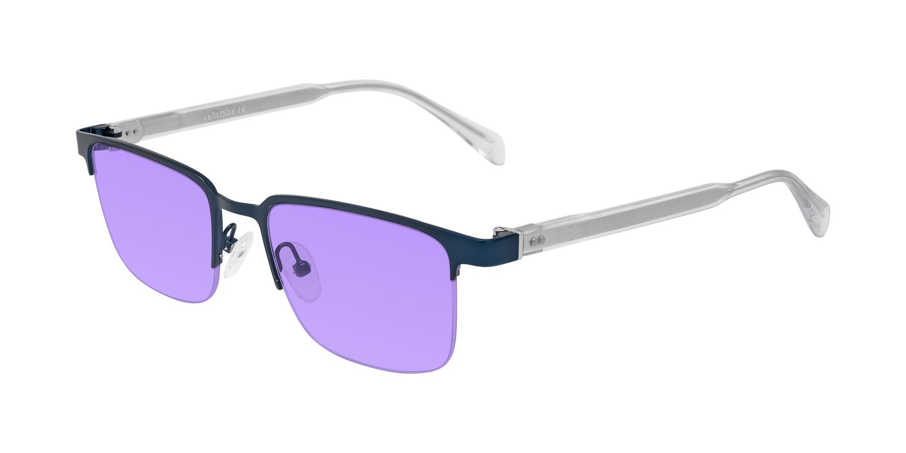 Angle of Tunt in Matte Blue with Medium Purple Tinted Lenses