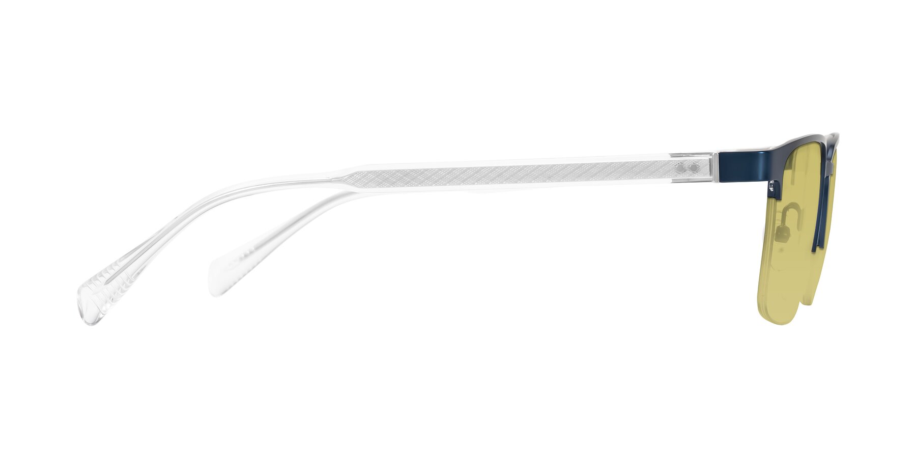 Side of Tunt in Matte Blue with Medium Champagne Tinted Lenses