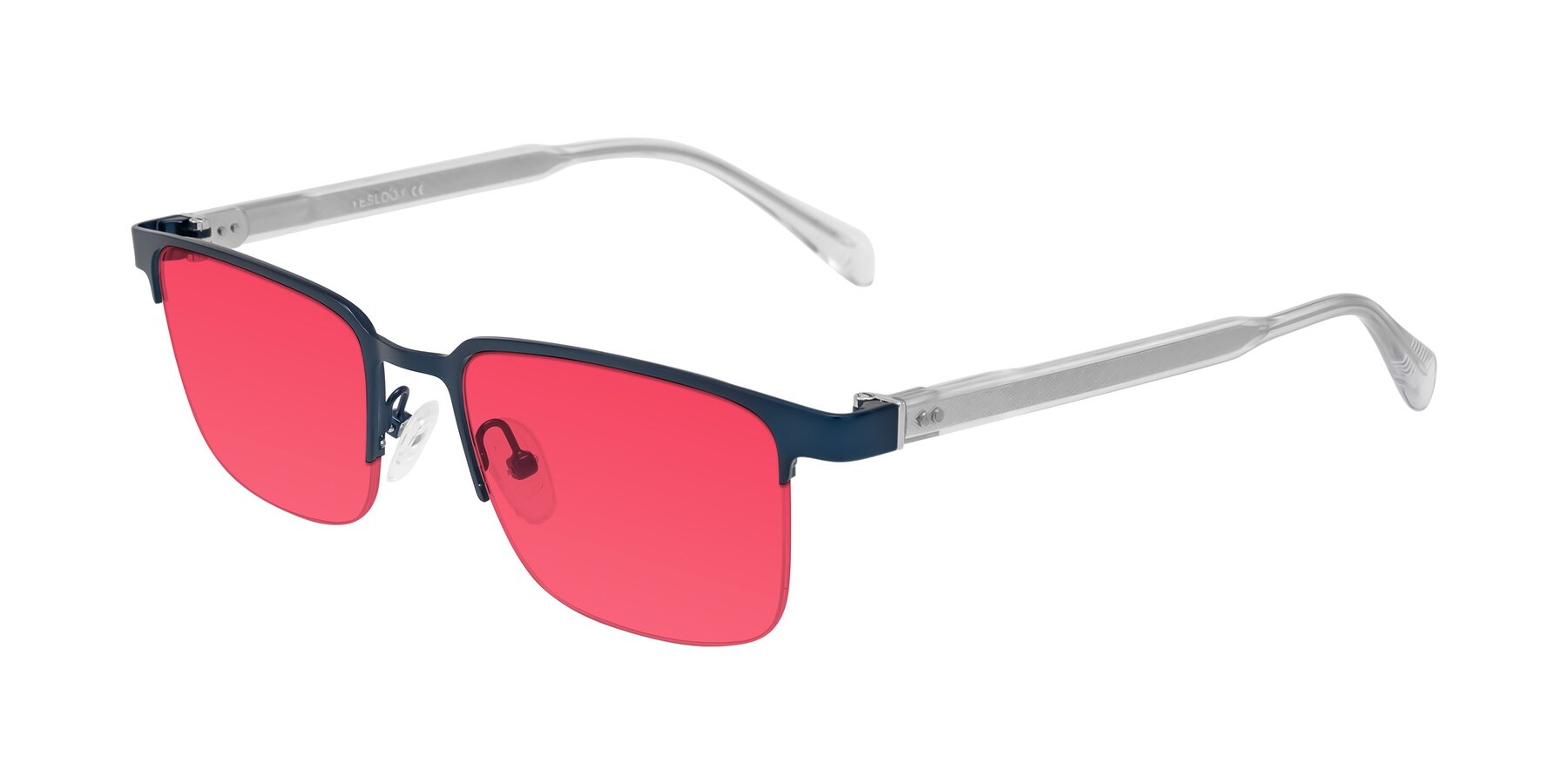Angle of Tunt in Matte Blue with Red Tinted Lenses