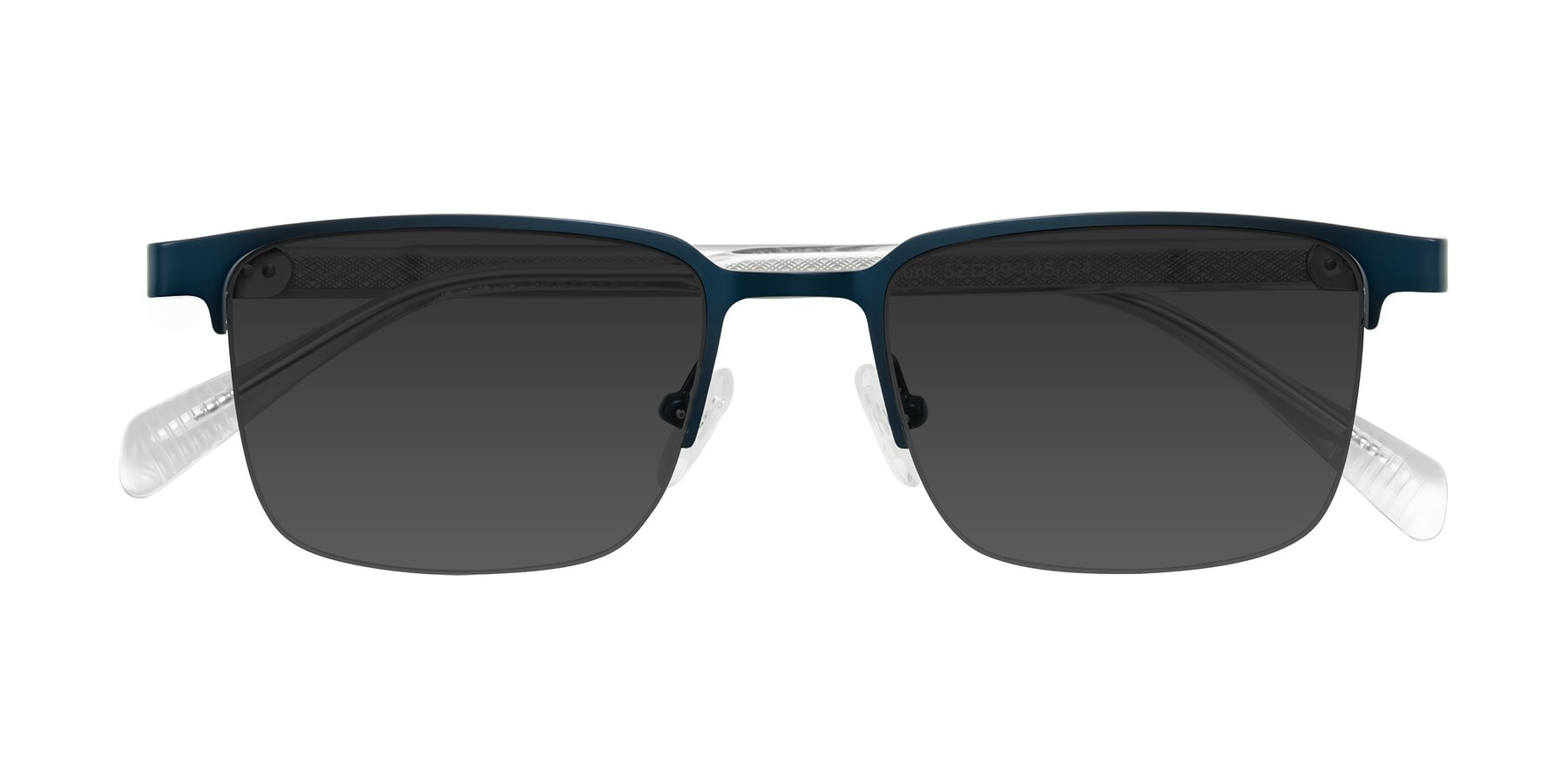 Folded Front of Tunt in Matte Blue with Gray Tinted Lenses