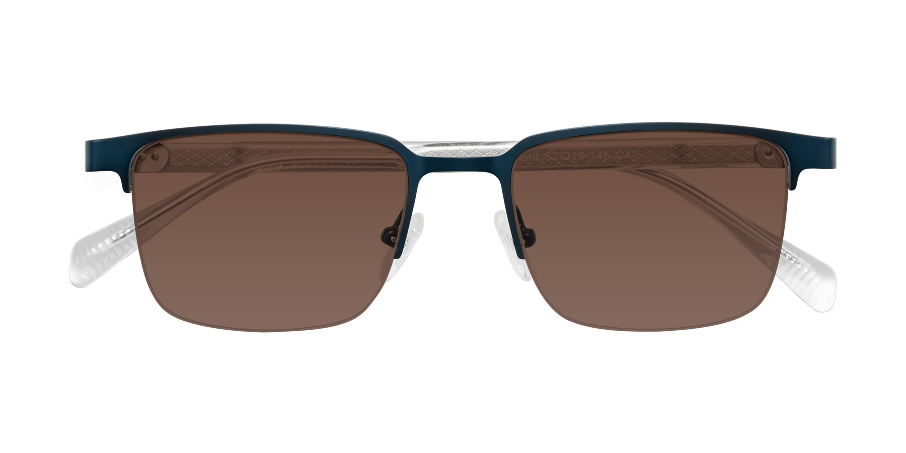 Folded Front of Tunt in Matte Blue with Brown Tinted Lenses