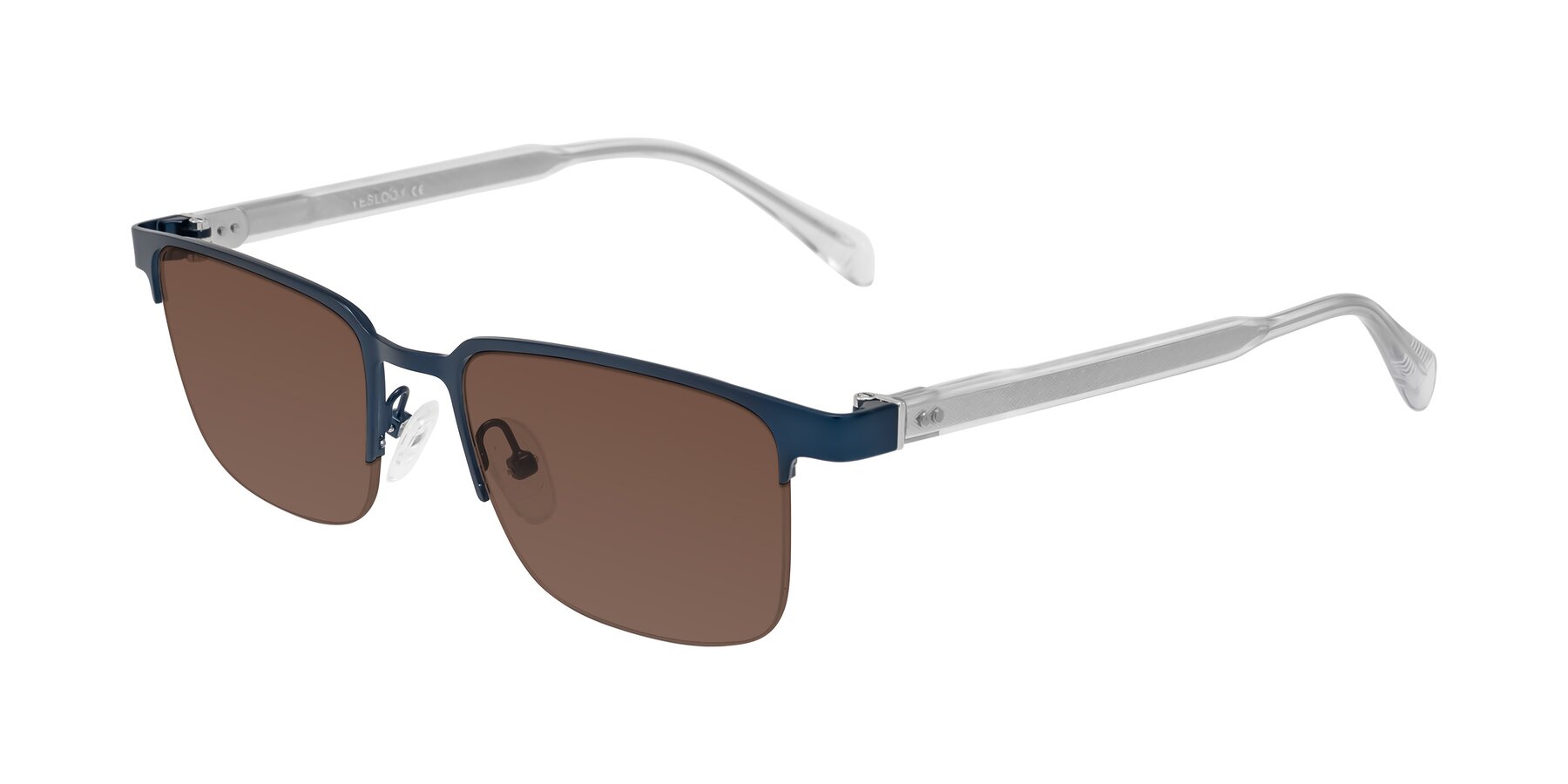 Angle of Tunt in Matte Blue with Brown Tinted Lenses