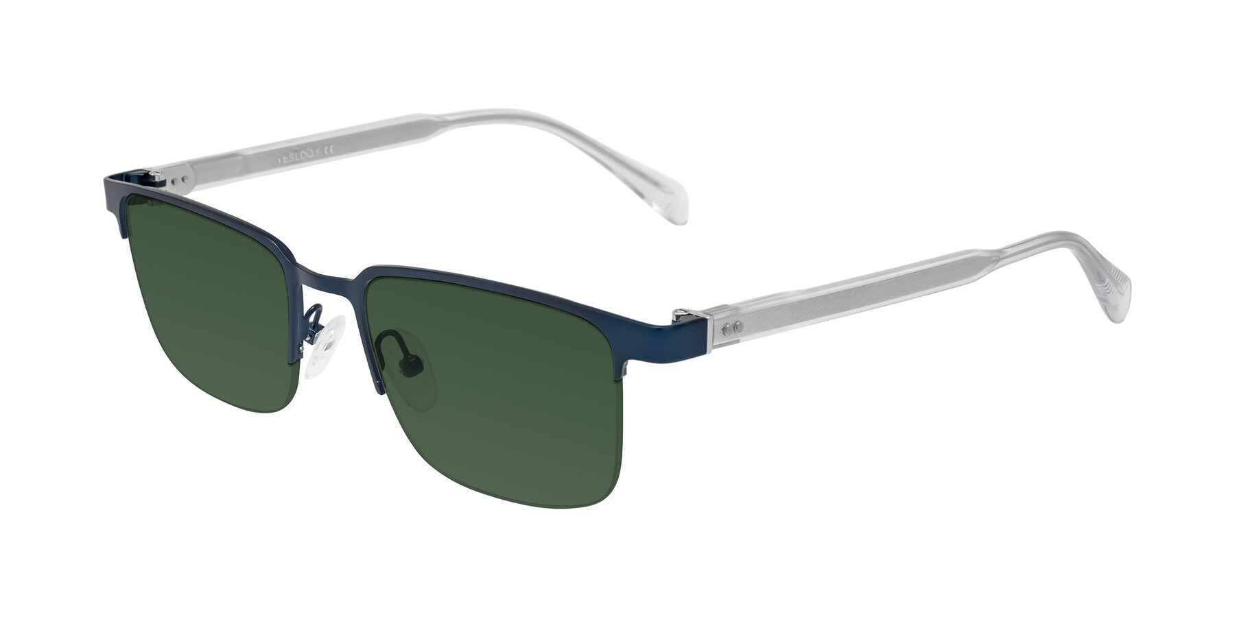 Angle of Tunt in Matte Blue with Green Tinted Lenses