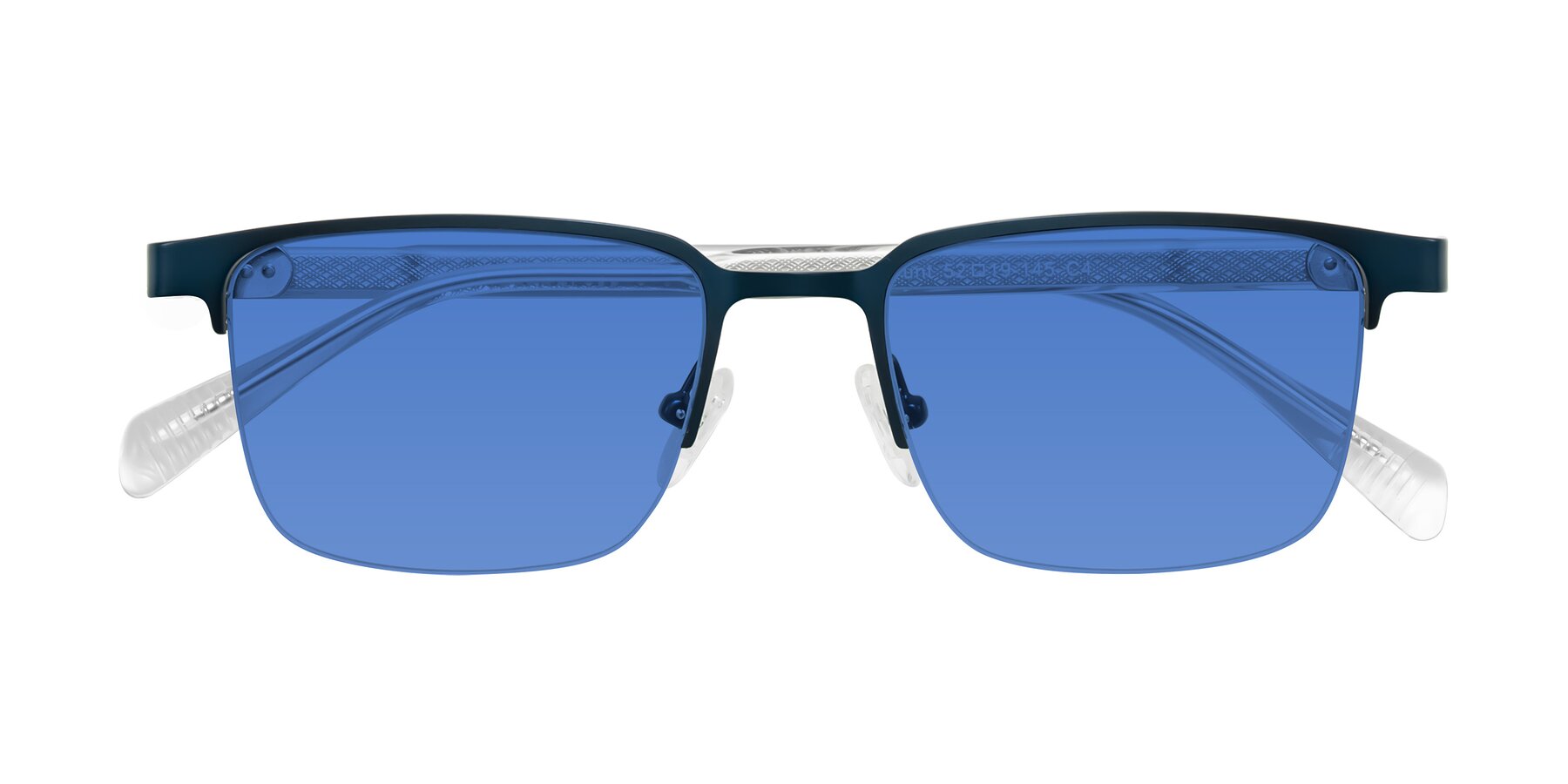 Folded Front of Tunt in Matte Blue with Blue Tinted Lenses