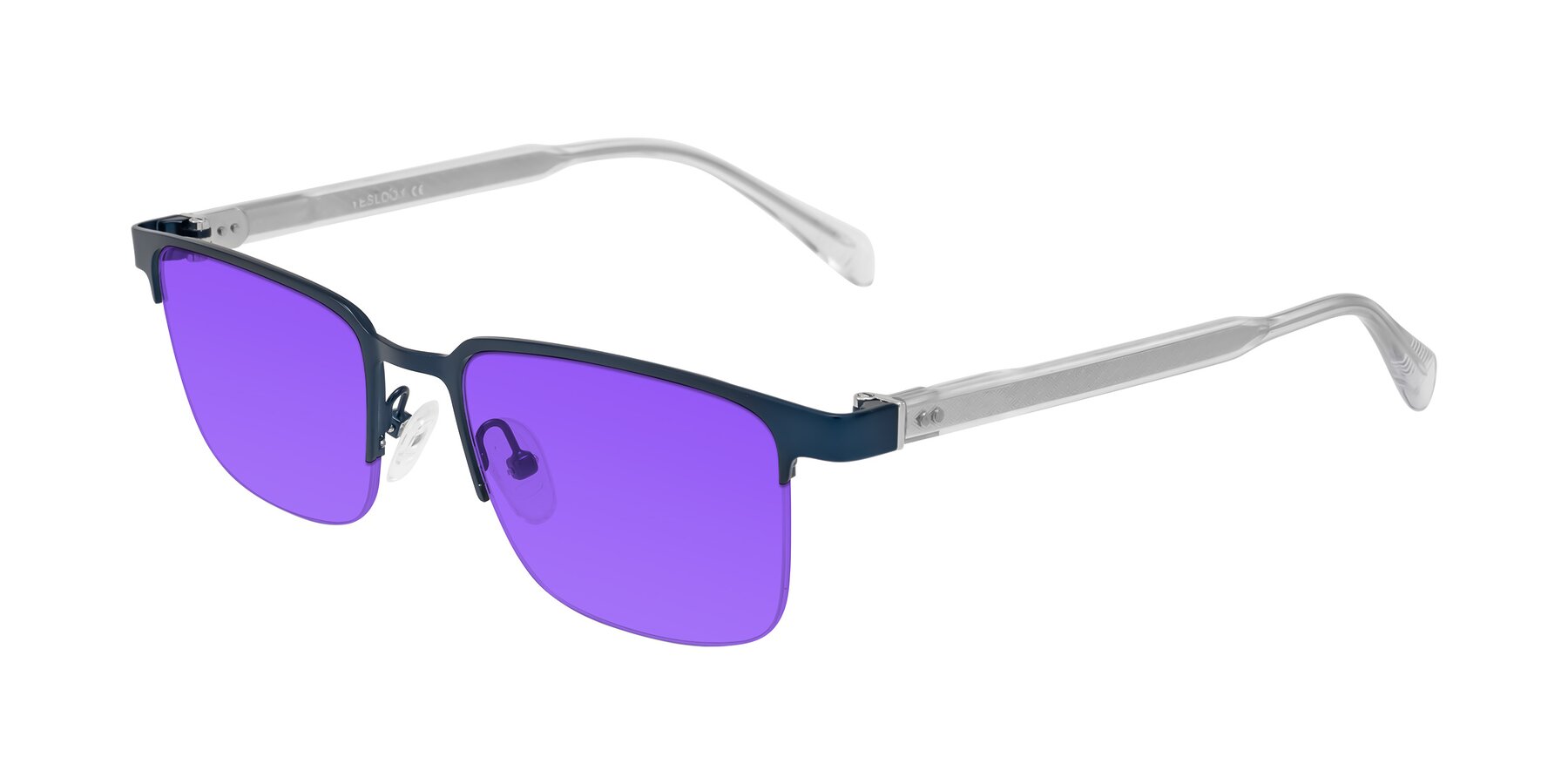 Angle of Tunt in Matte Blue with Purple Tinted Lenses