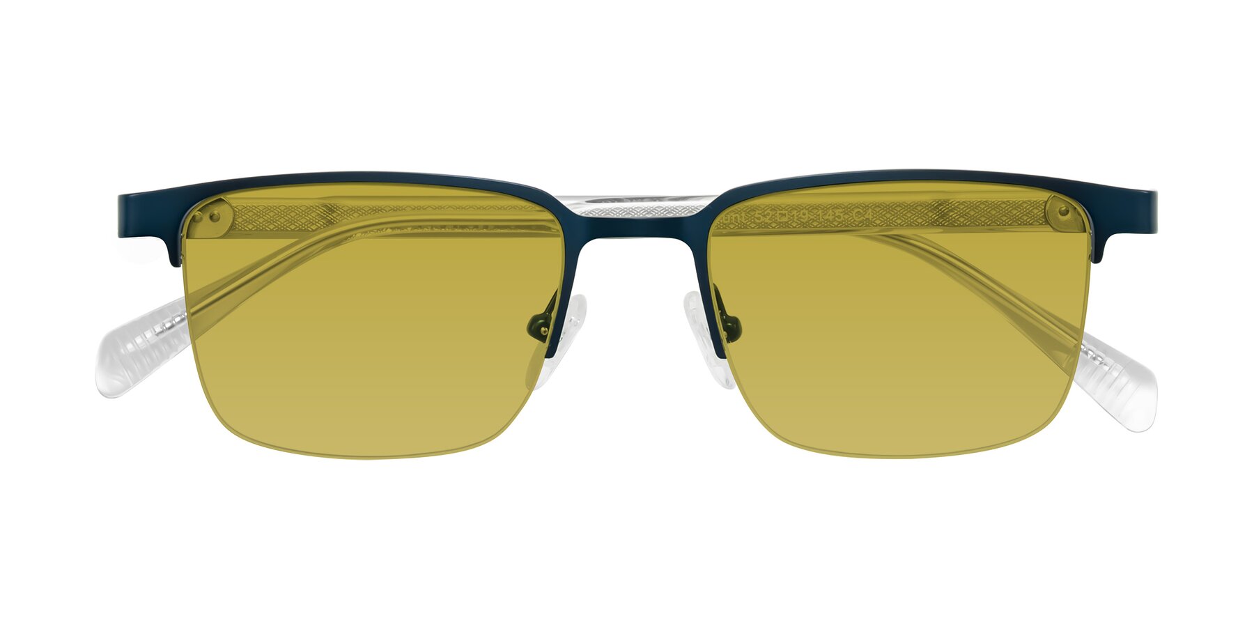 Folded Front of Tunt in Matte Blue with Champagne Tinted Lenses